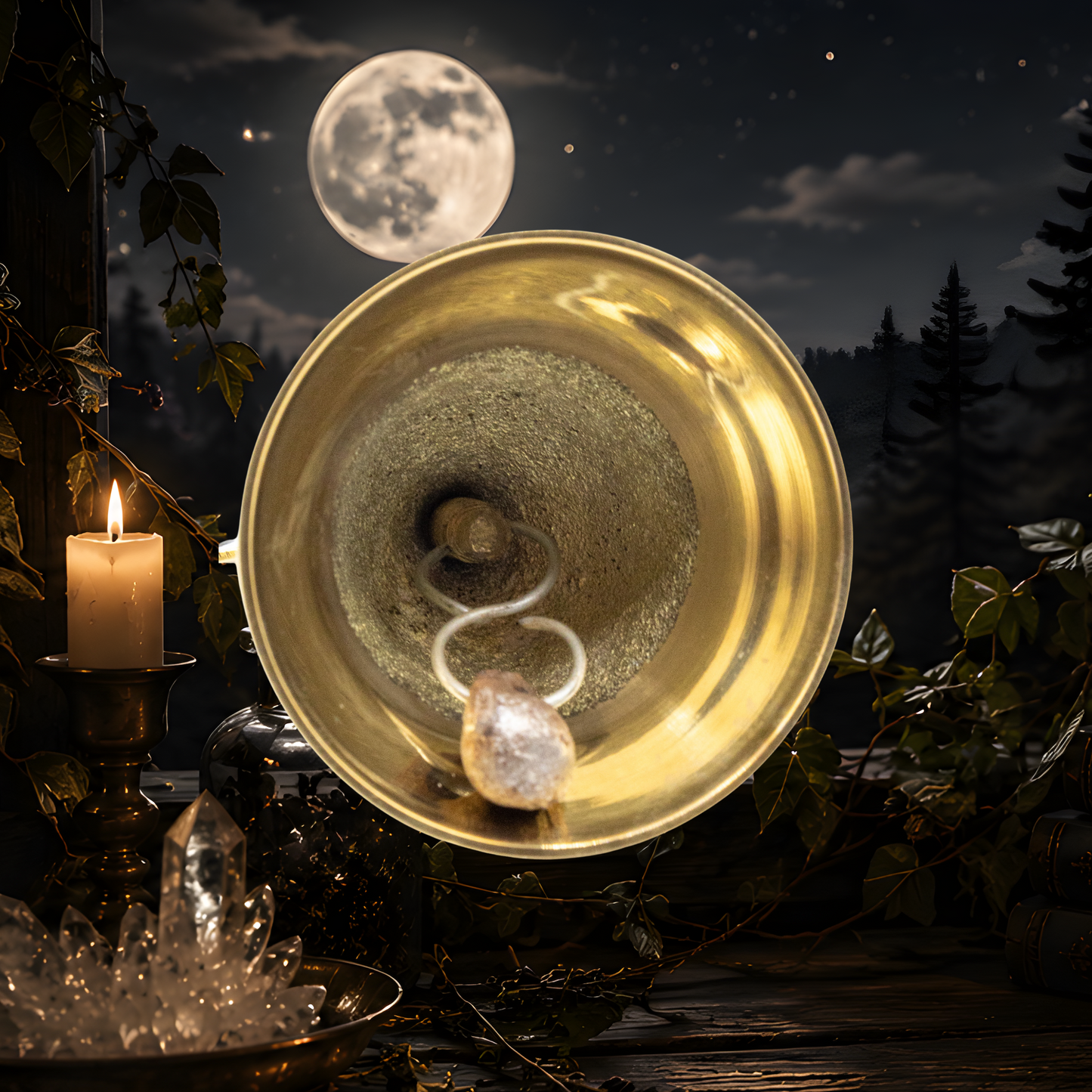 Brass Triple Moon Altar Bell - 4 in.