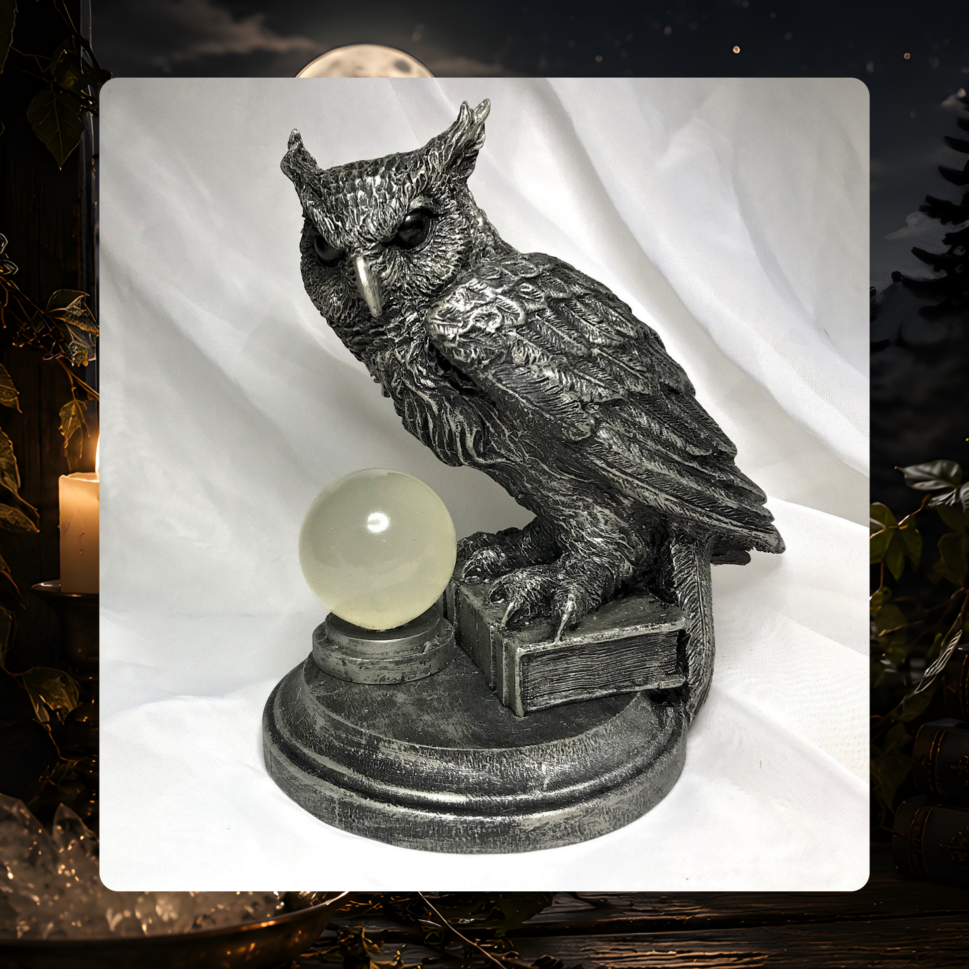 Horned Owl Familiar Statue