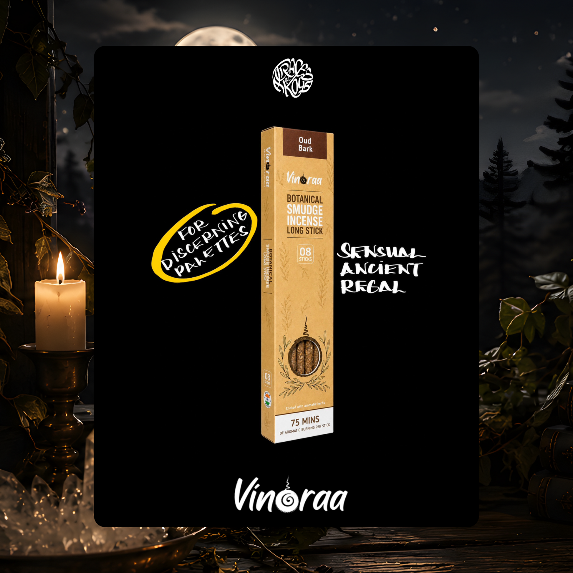 Oud Bark Incense Sticks - 8 Sticks