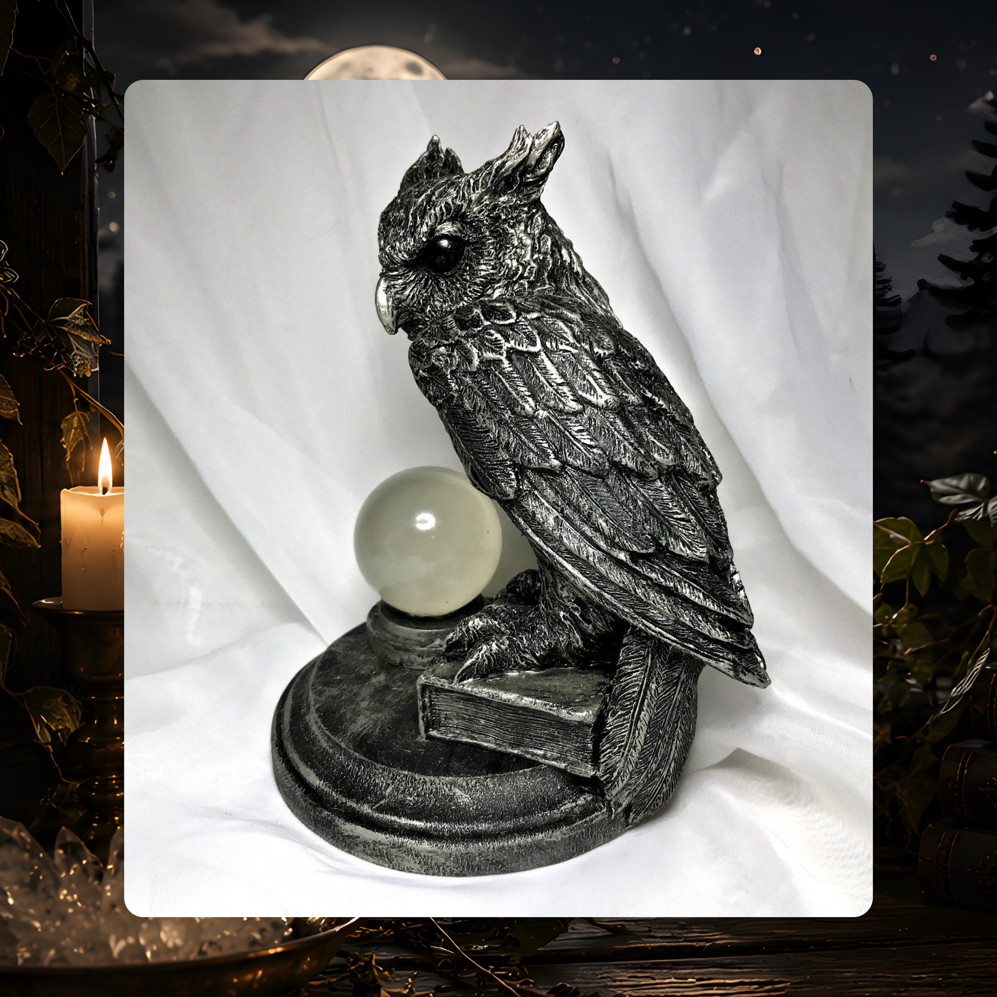 Horned Owl Familiar Statue