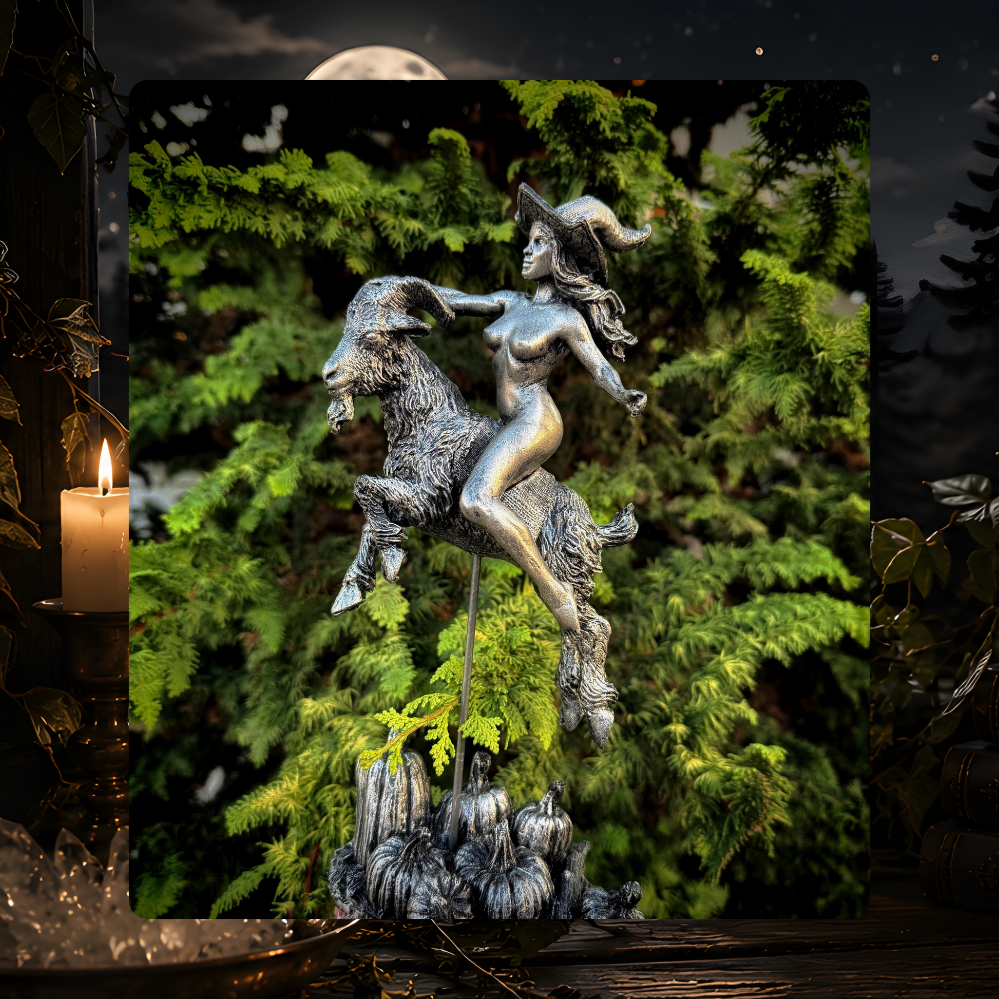 Witch's Sabbath Goat Rider Statue