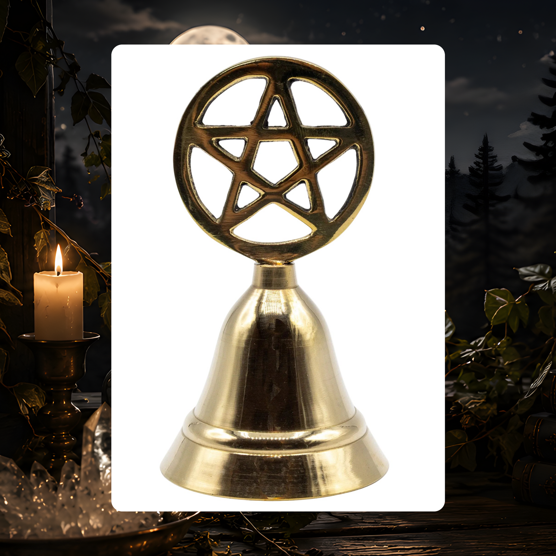 Brass Pentacle Altar Bell - 4 in.