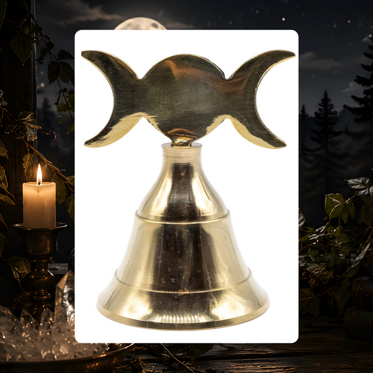 Brass Triple Moon Altar Bell - 4 in.