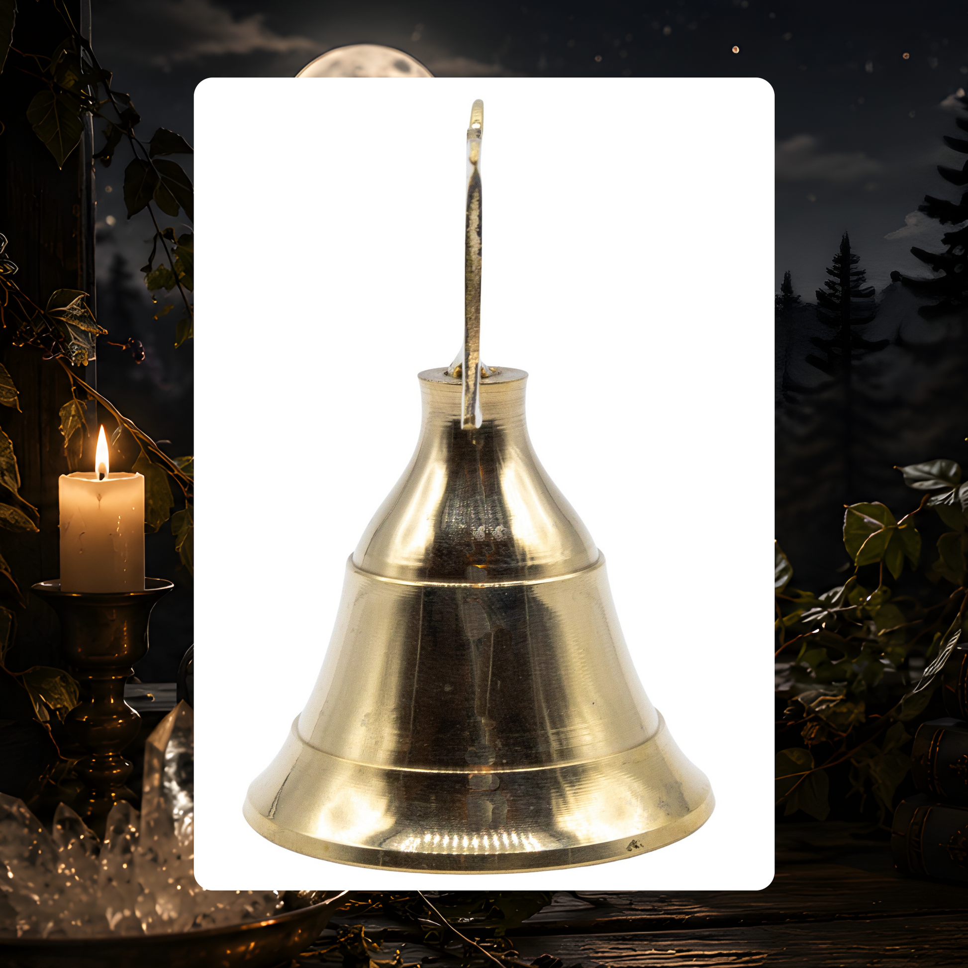 Brass Triple Moon Altar Bell - 4 in.