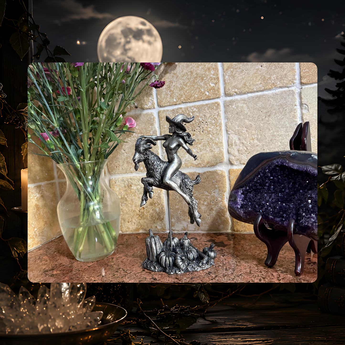 Witch's Sabbath Goat Rider Statue