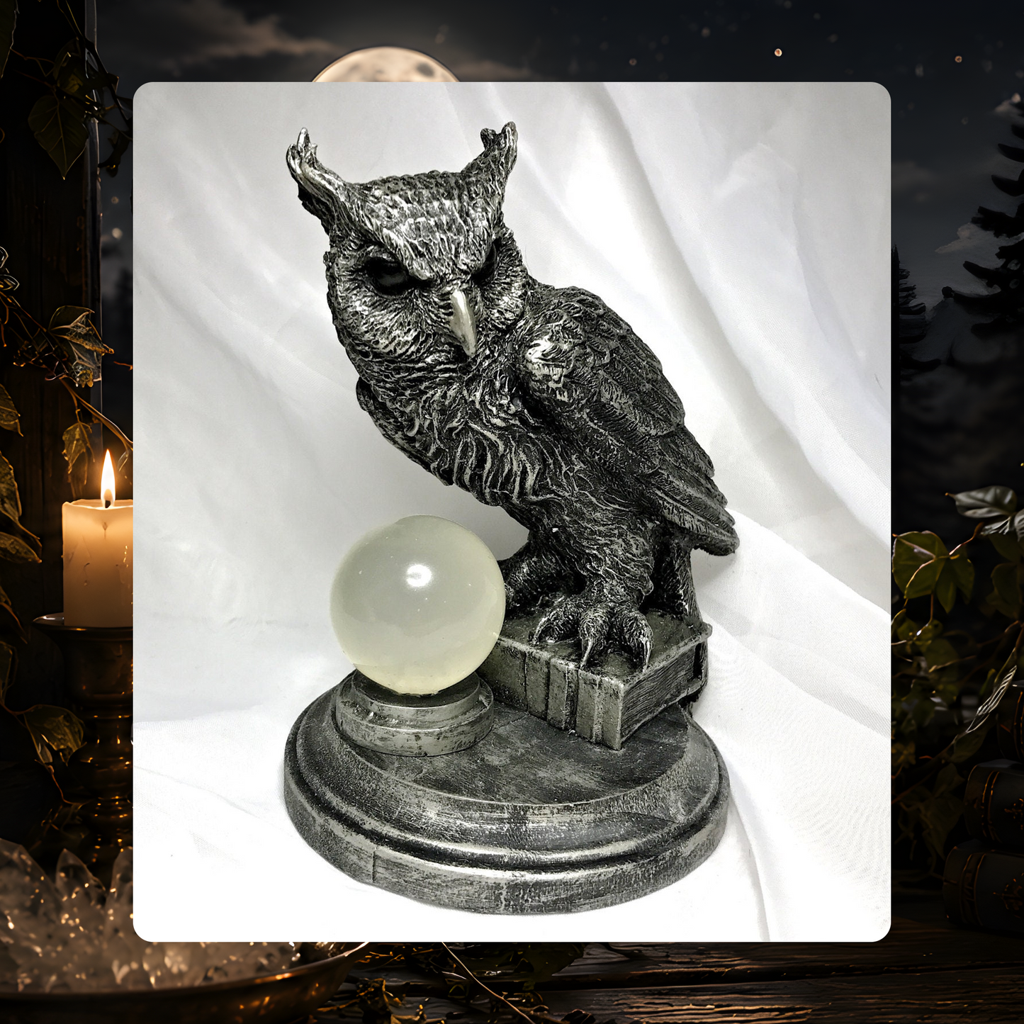Horned Owl Familiar Statue