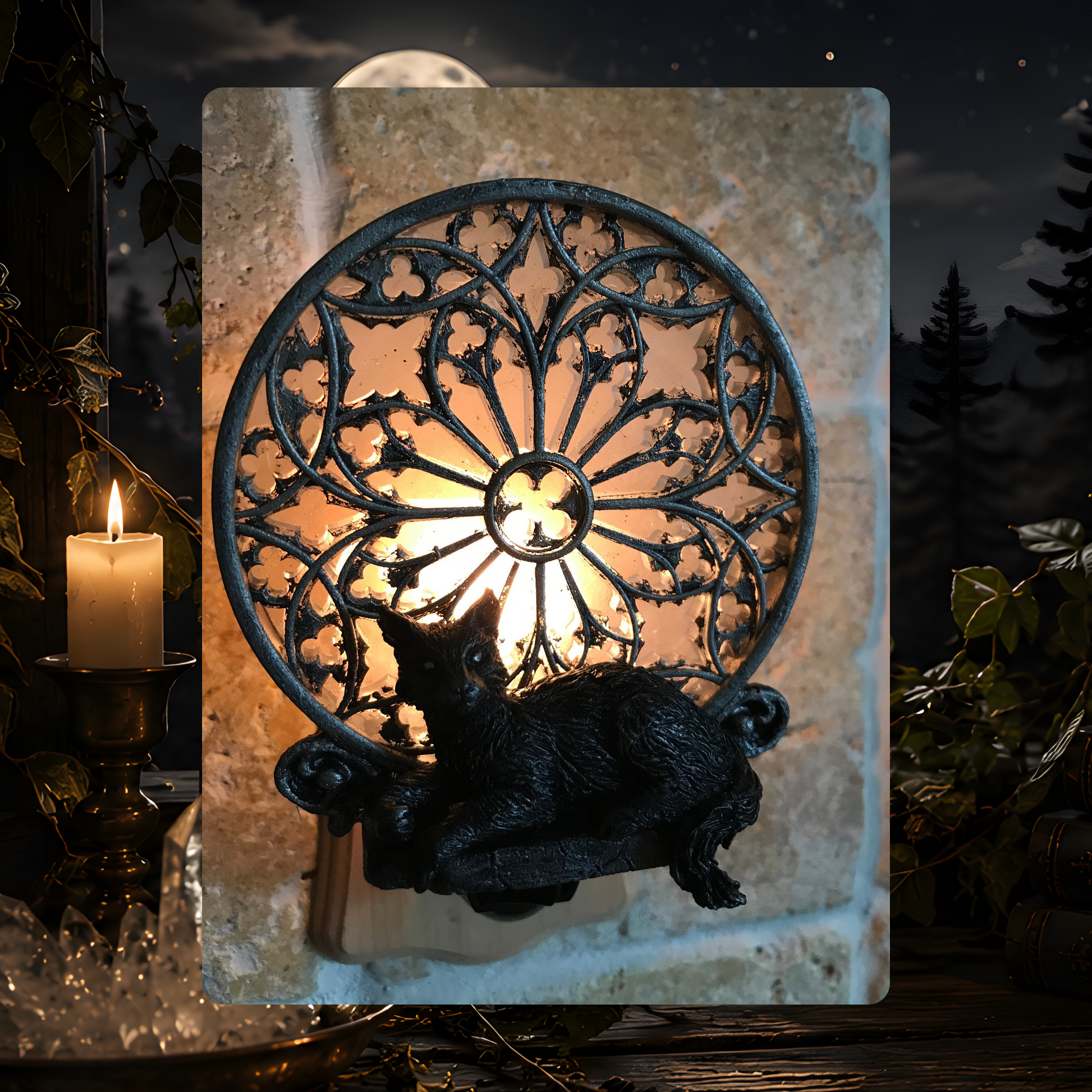 Gothic Cat Cathedral Nightlight