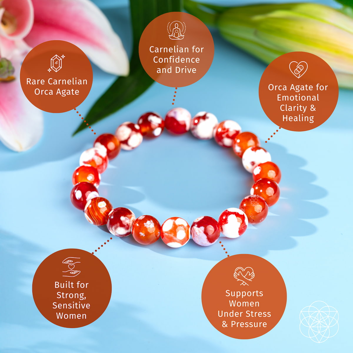 Carnelian & Orca Agate Bracelet - Feminine Force