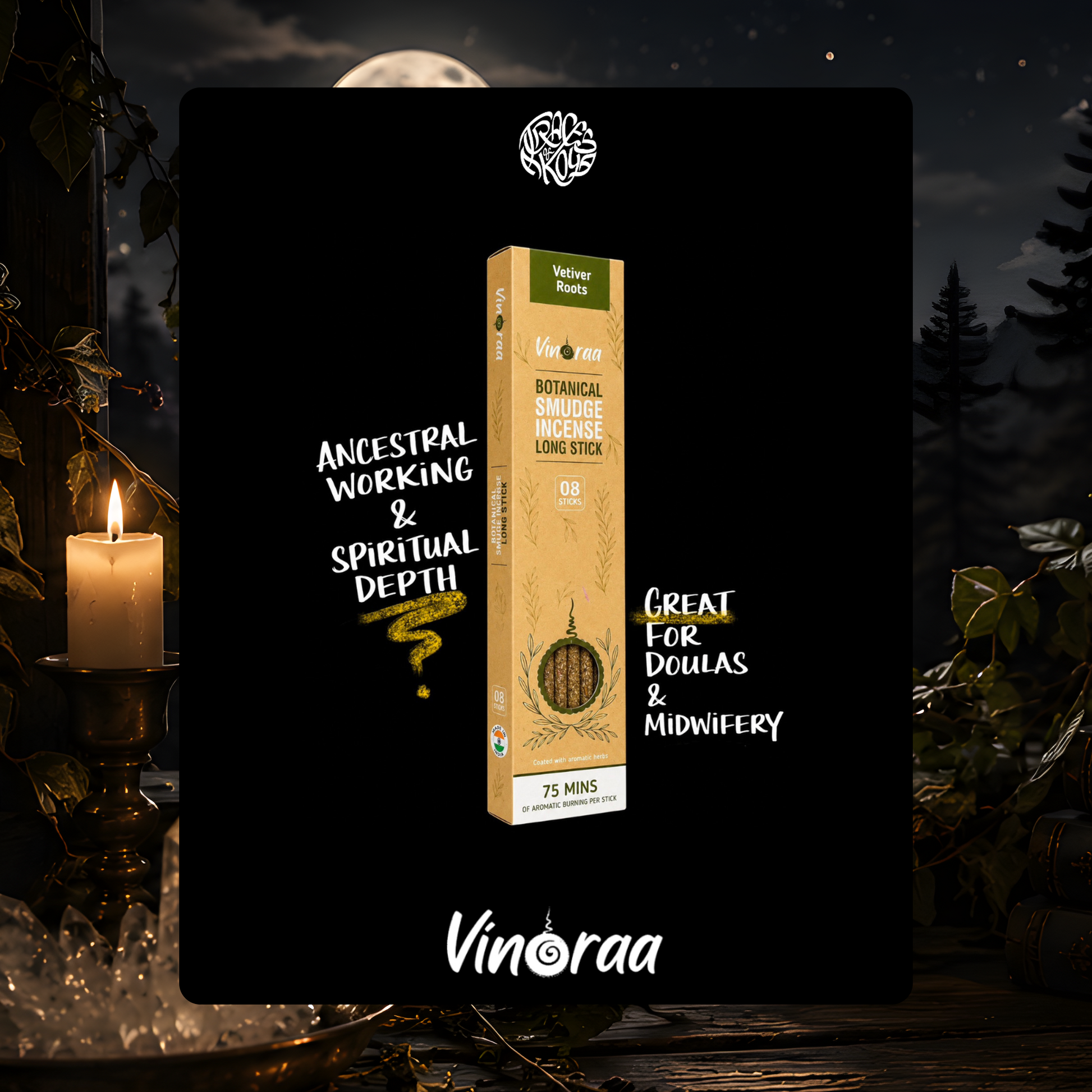 Vetiver Root Incense Sticks - 8 Sticks