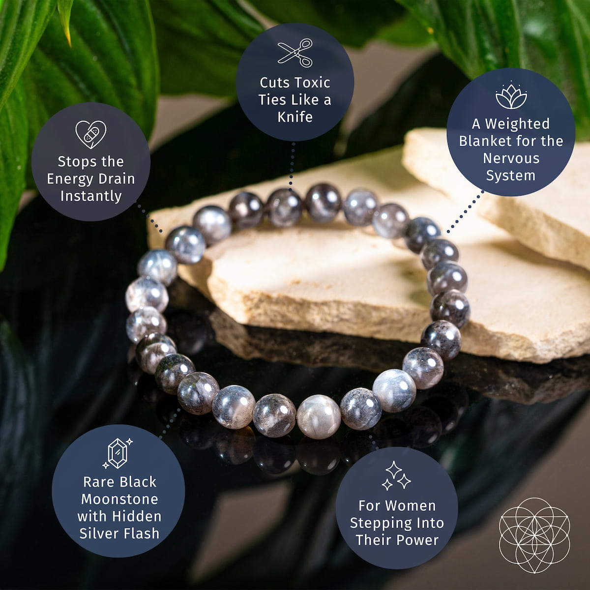 Black Moonstone Bracelet - Empath Cord Cutter