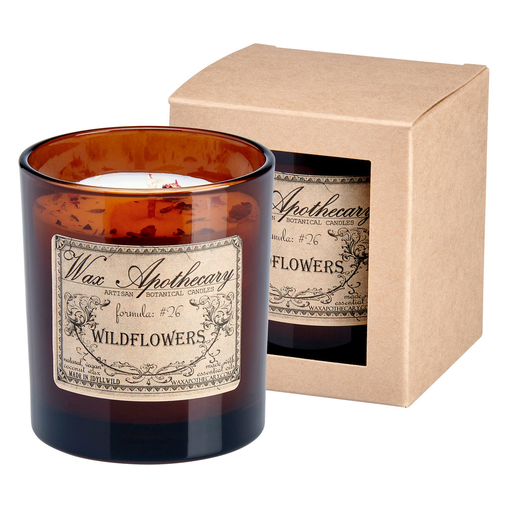 Wildflowers Botanical Candle - 9 oz Artisan Amber Glass