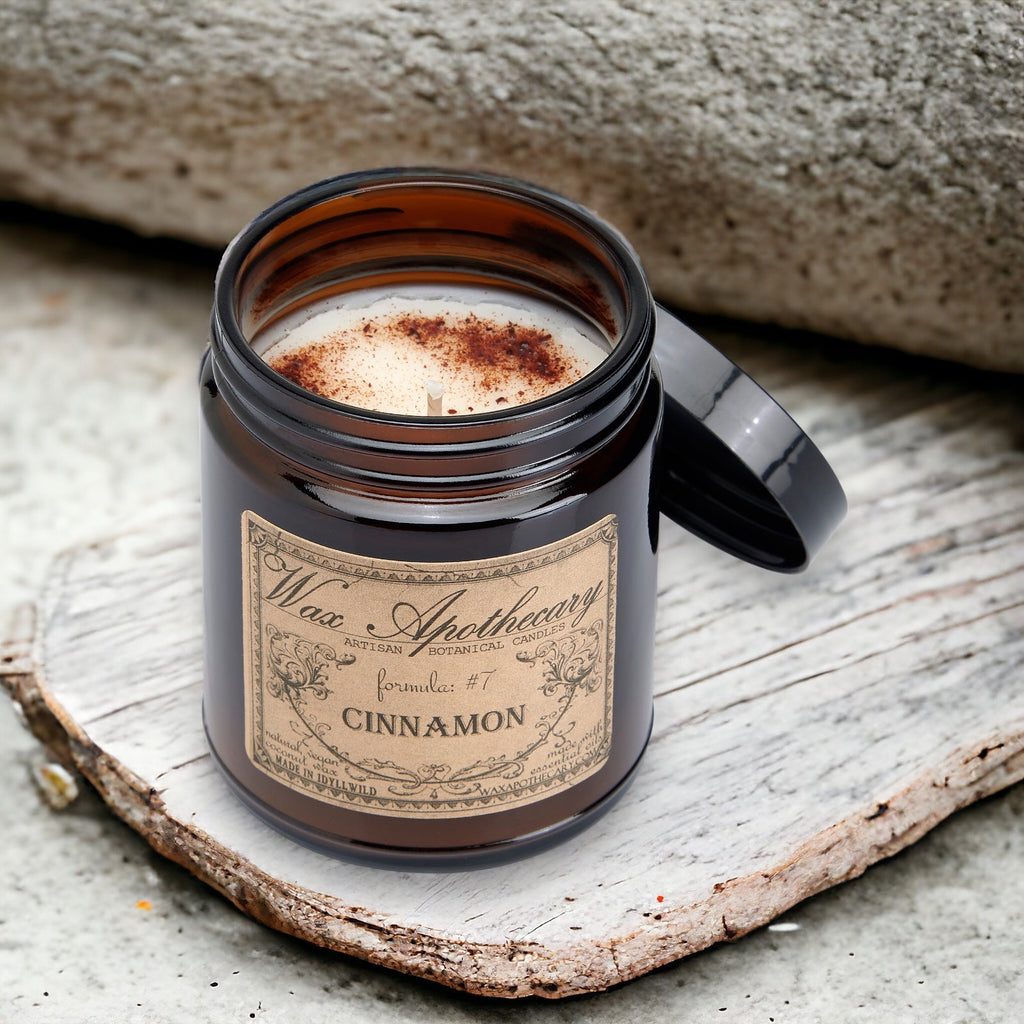 Cinnamon Botanical Candle - 6 oz Amber Jar