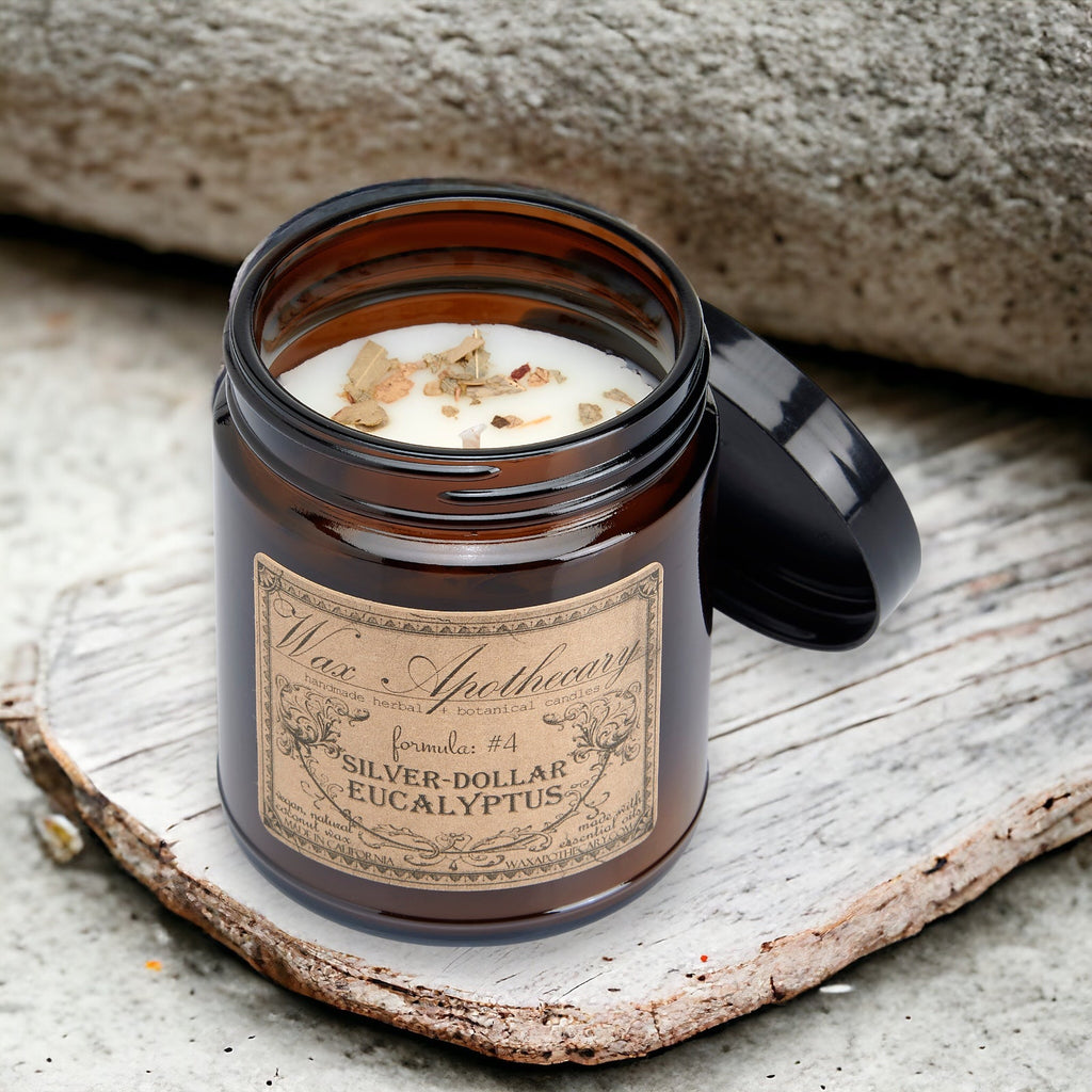 Silver-Dollar Eucalyptus Botanical Candle - 6 oz Amber Jar