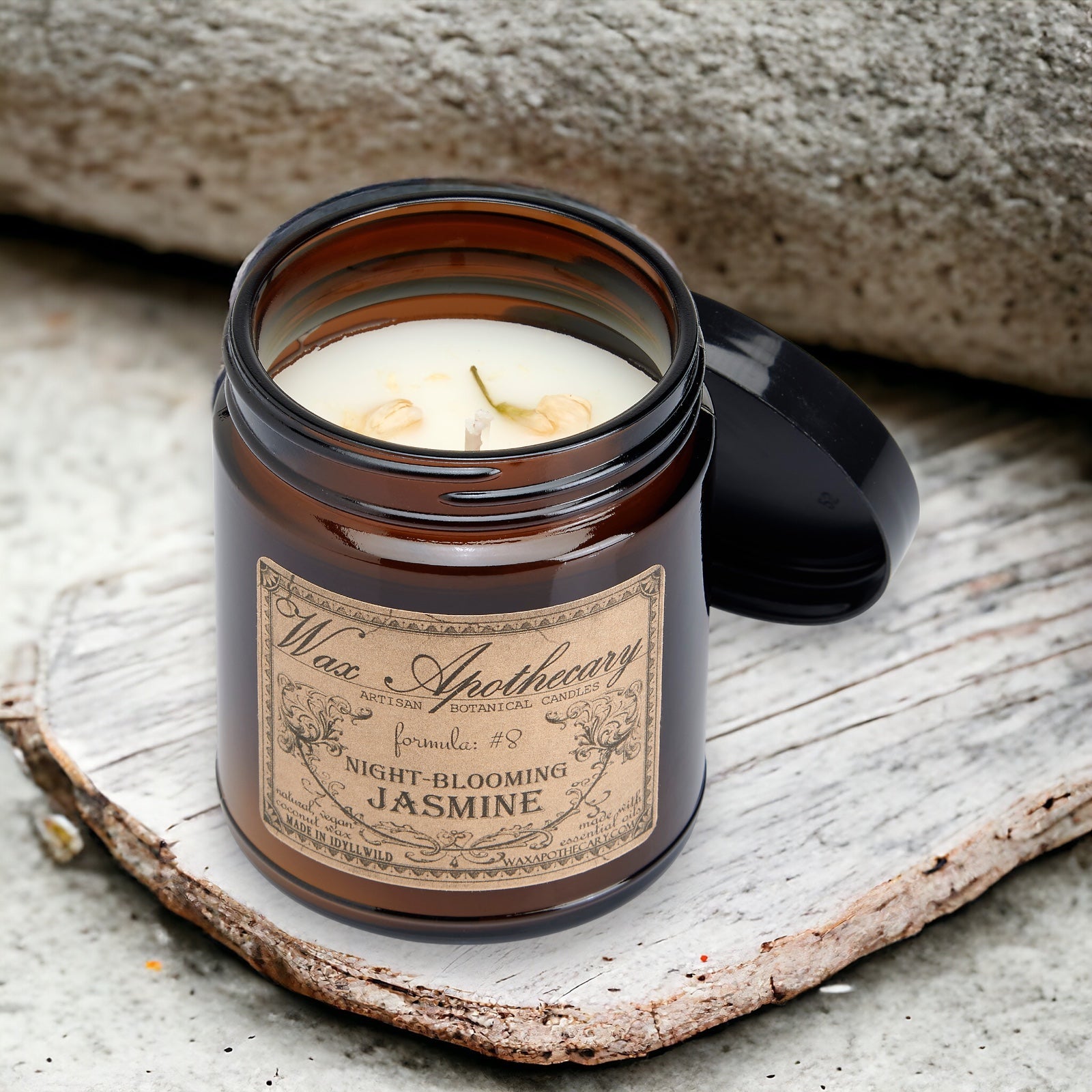 Night-Blooming Jasmine Botanical Candle - 6 oz Amber Jar