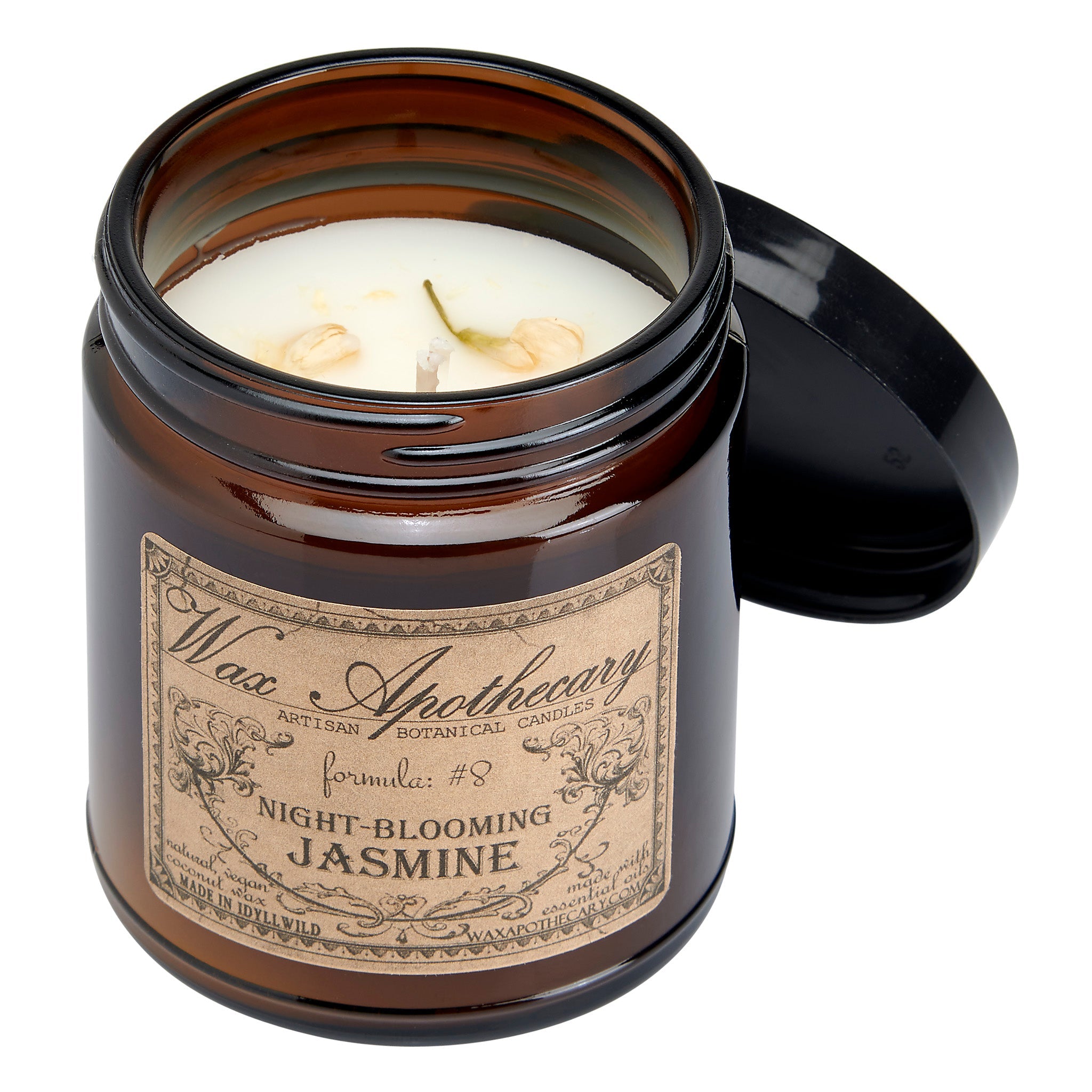 Night-Blooming Jasmine Botanical Candle - 6 oz Amber Jar