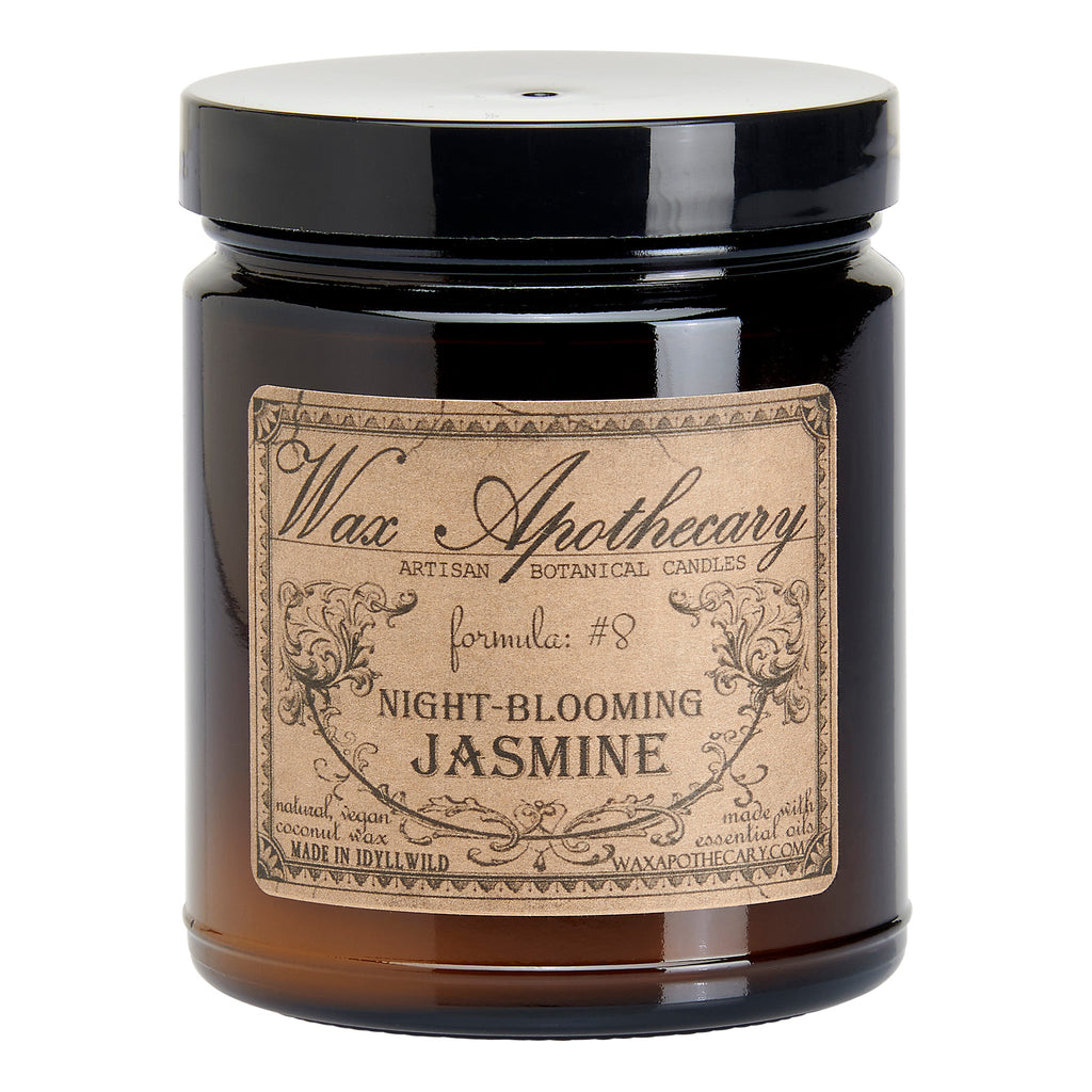 Night-Blooming Jasmine Botanical Candle - 6 oz Amber Jar