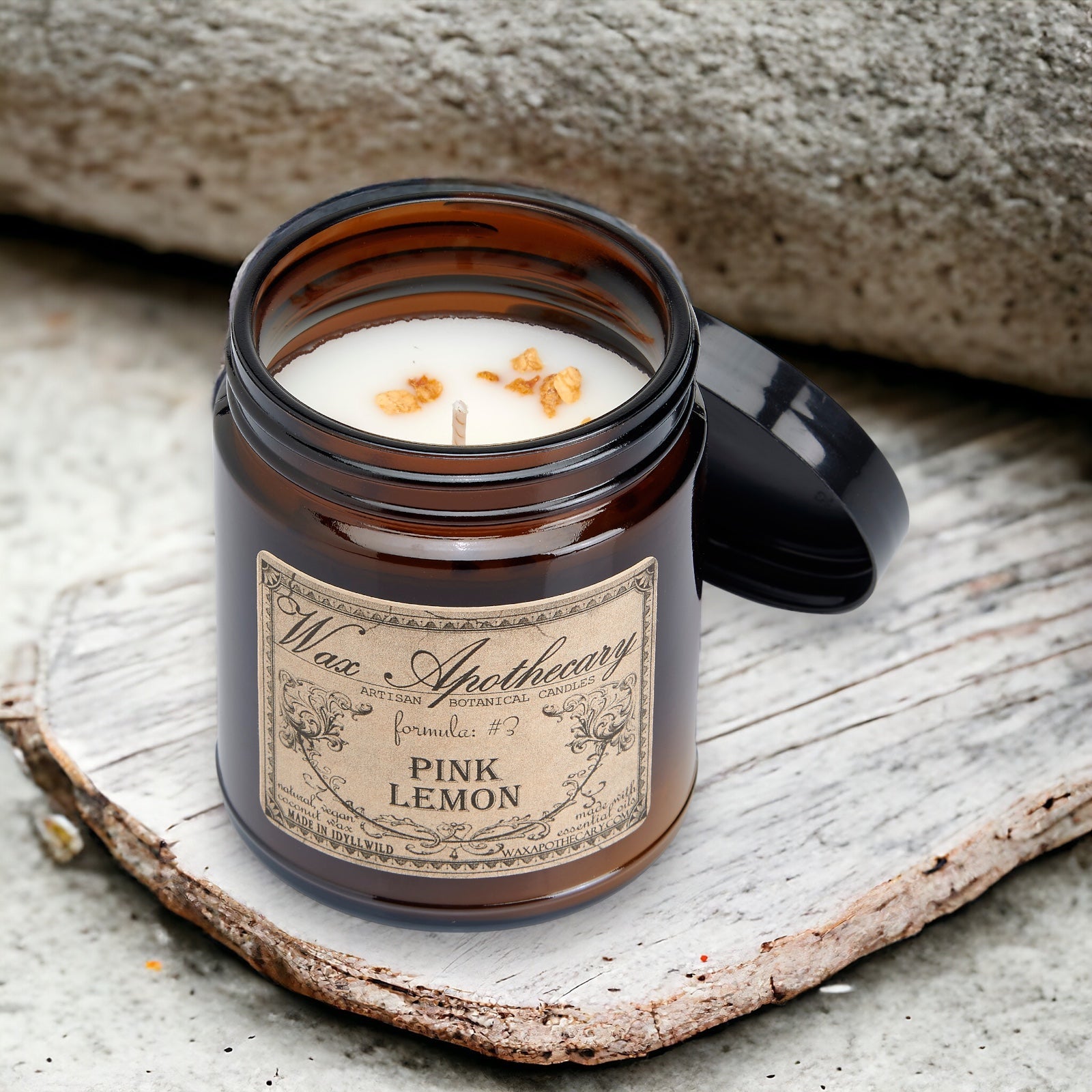 Pink Lemon Botanical Candle - 6 oz Amber Jar