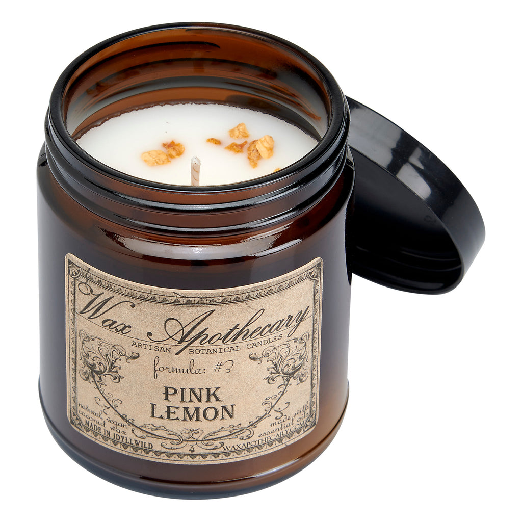 Pink Lemon Botanical Candle - 6 oz Amber Jar