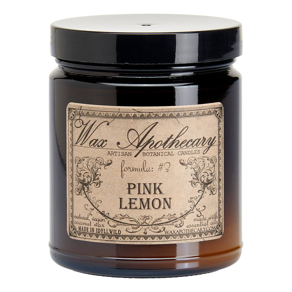 Pink Lemon Botanical Candle - 6 oz Amber Jar