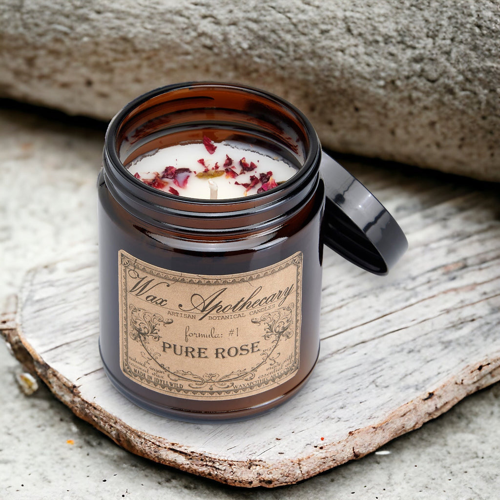 Pure Rose Botanical Candle - 6 oz Amber Jar