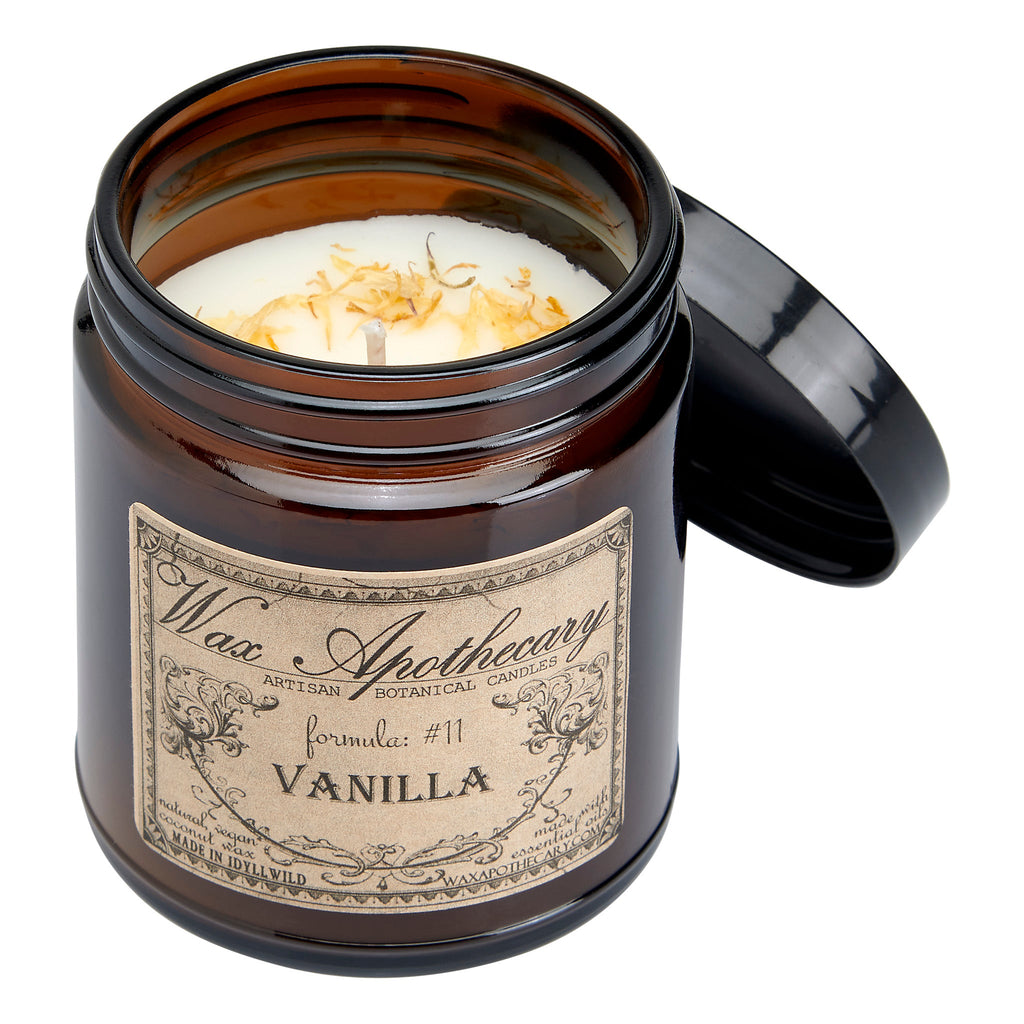 Vanilla Botanical Candle - 6 oz Amber Jar