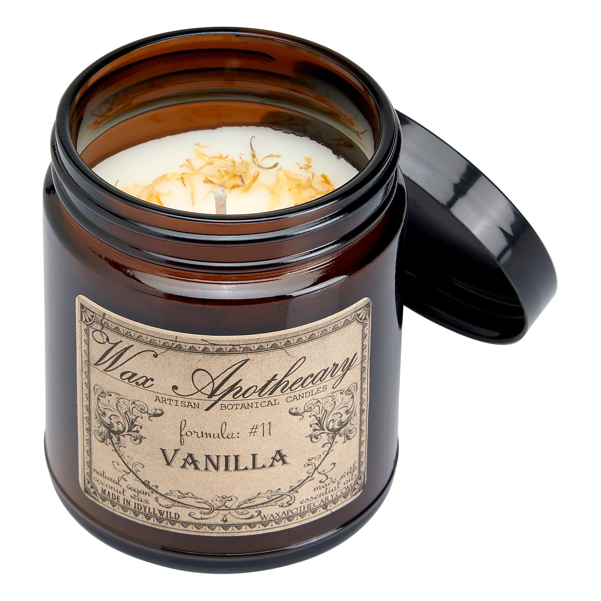 Vanilla Botanical Candle - 6 oz Amber Jar
