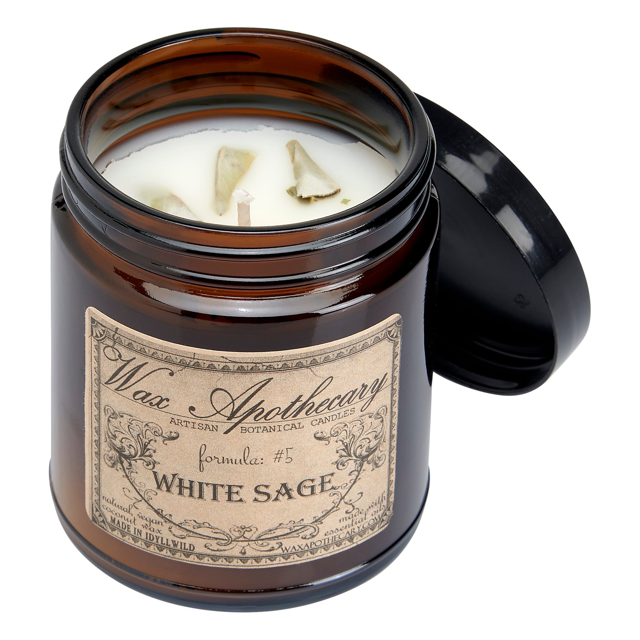 White Sage Botanical Candle - 6 oz Amber Jar