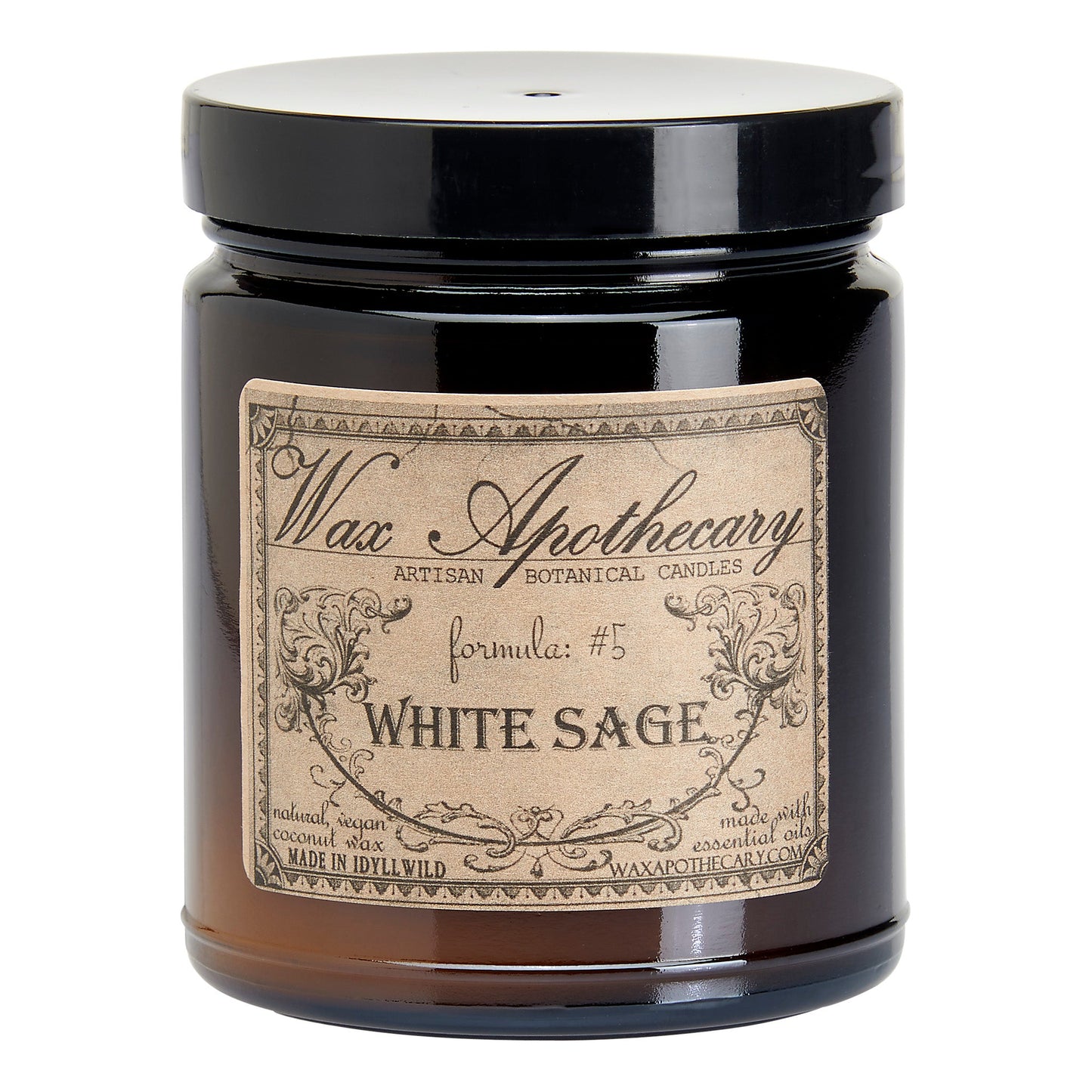White Sage Botanical Candle - 6 oz Amber Jar