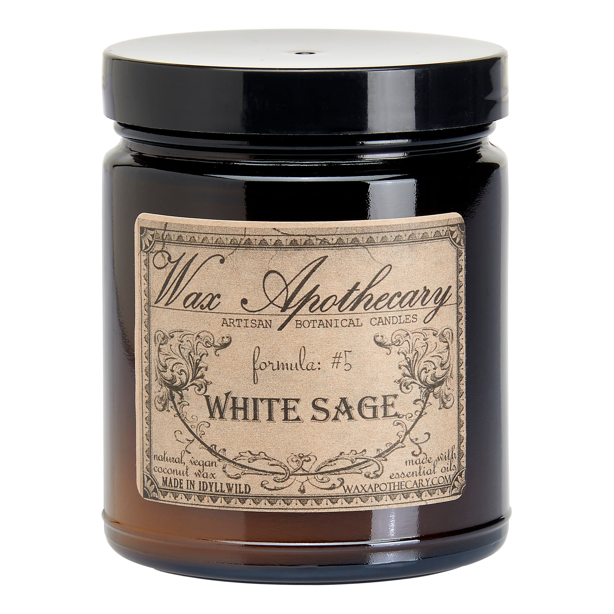 White Sage Botanical Candle - 6 oz Amber Jar