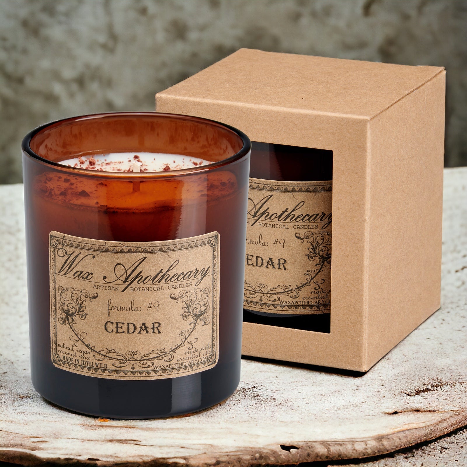 Cedar Botanical Candle - 9 oz Artisan Amber Glass