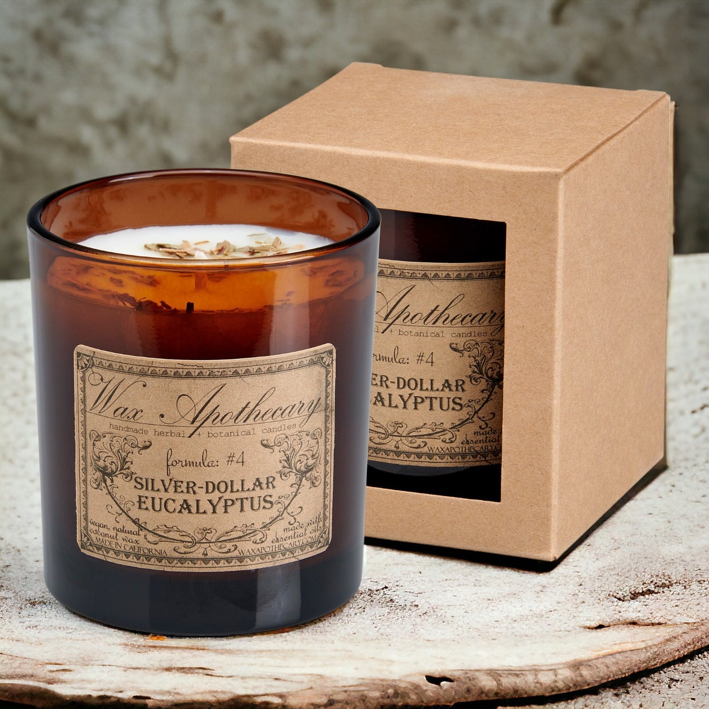 Silver-Dollar Eucalyptus Botanical Candle - 9 oz Artisan Amber Glass