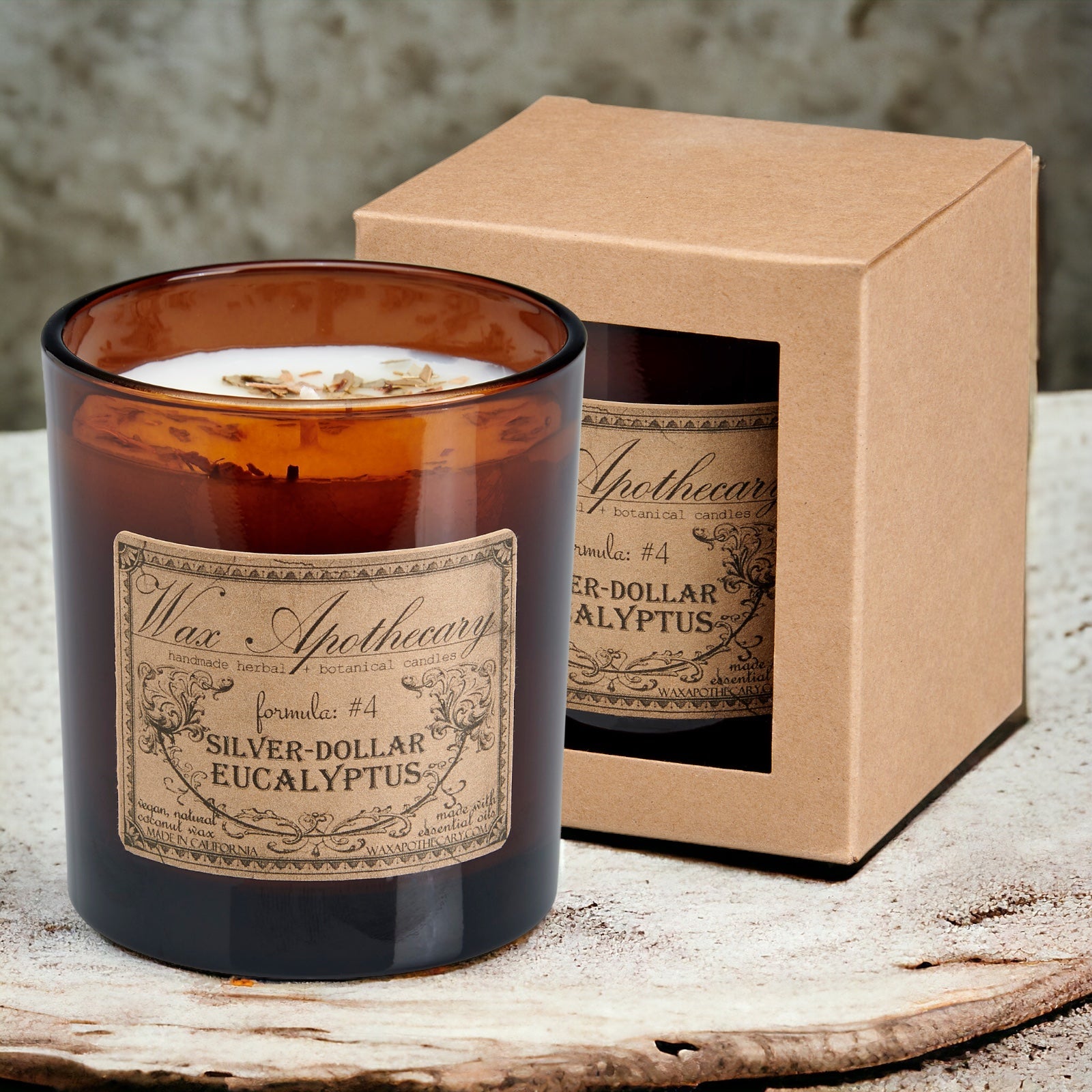 Silver-Dollar Eucalyptus Botanical Candle - 9 oz Artisan Amber Glass