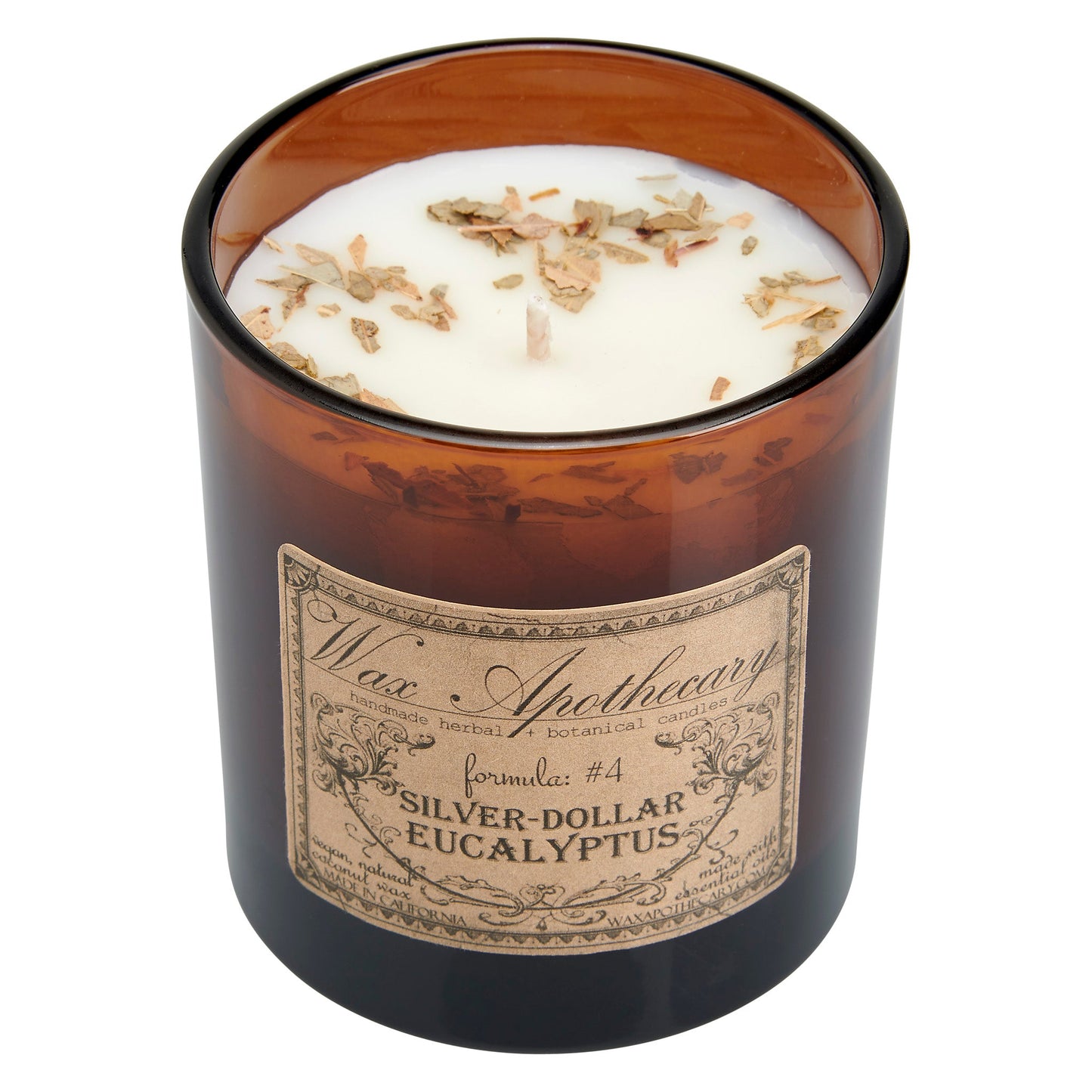 Silver-Dollar Eucalyptus Botanical Candle - 9 oz Artisan Amber Glass