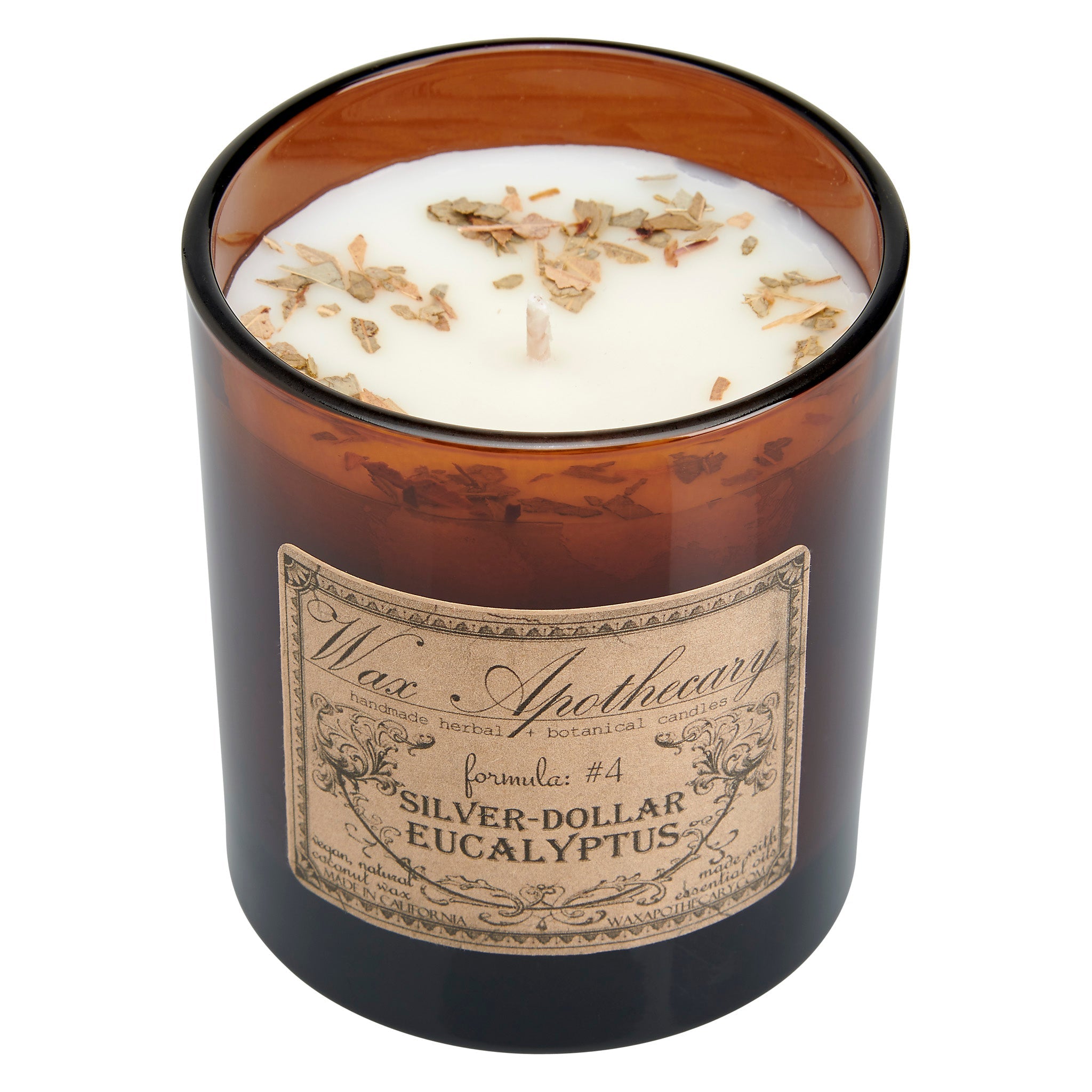 Silver-Dollar Eucalyptus Botanical Candle - 9 oz Artisan Amber Glass