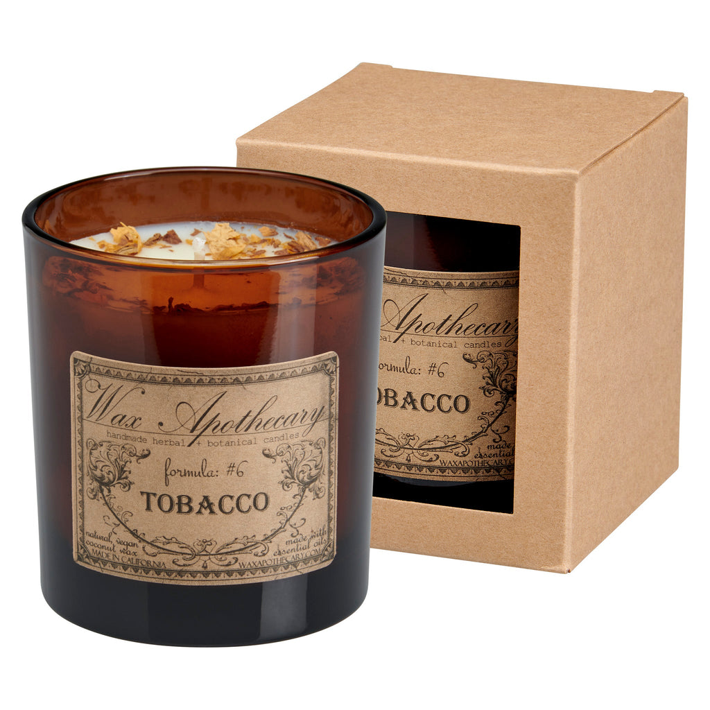Tobacco Botanical Candle - 9 oz Artisan Amber Glass
