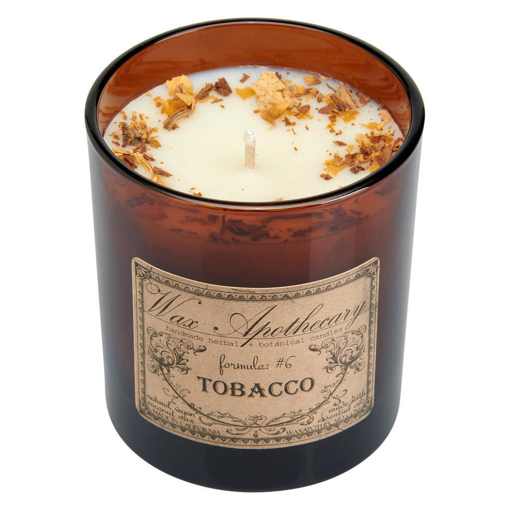 Tobacco Botanical Candle - 9 oz Artisan Amber Glass