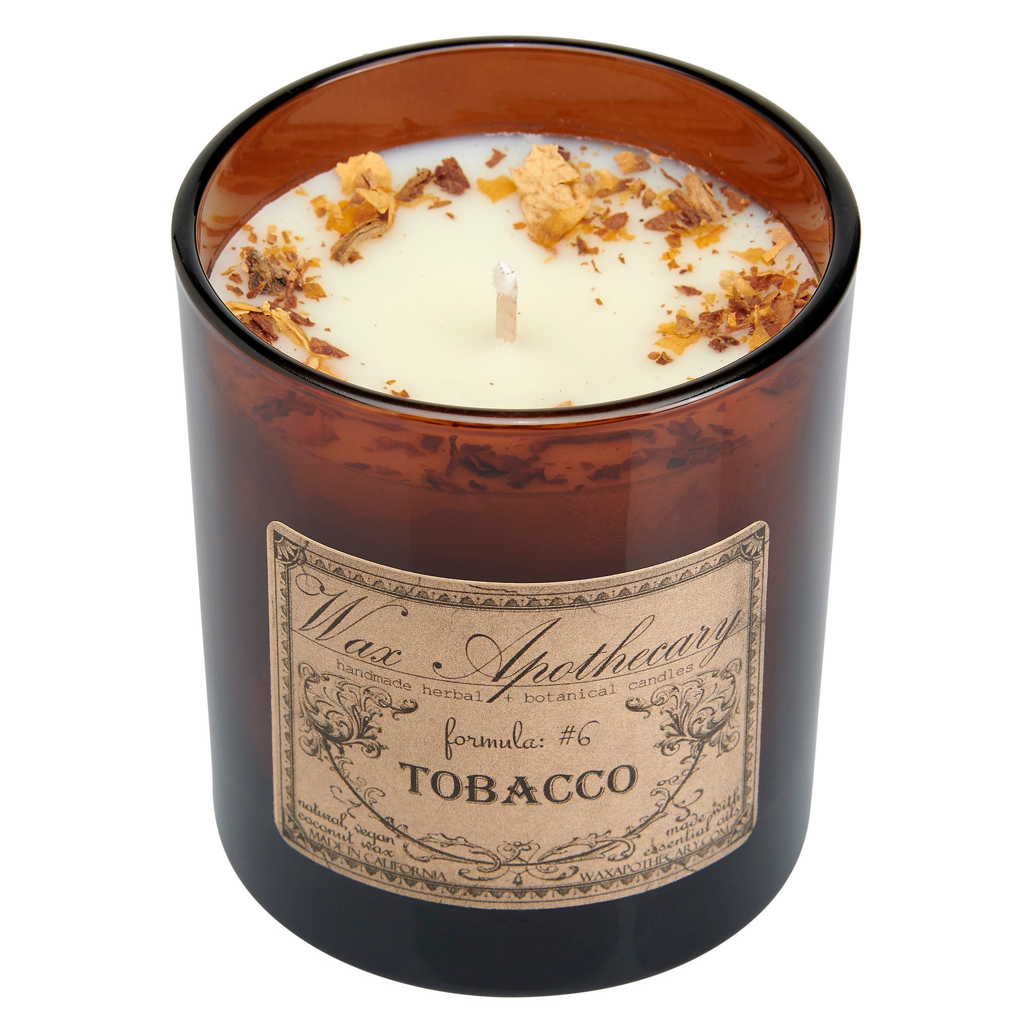 Tobacco Botanical Candle - 9 oz Artisan Amber Glass