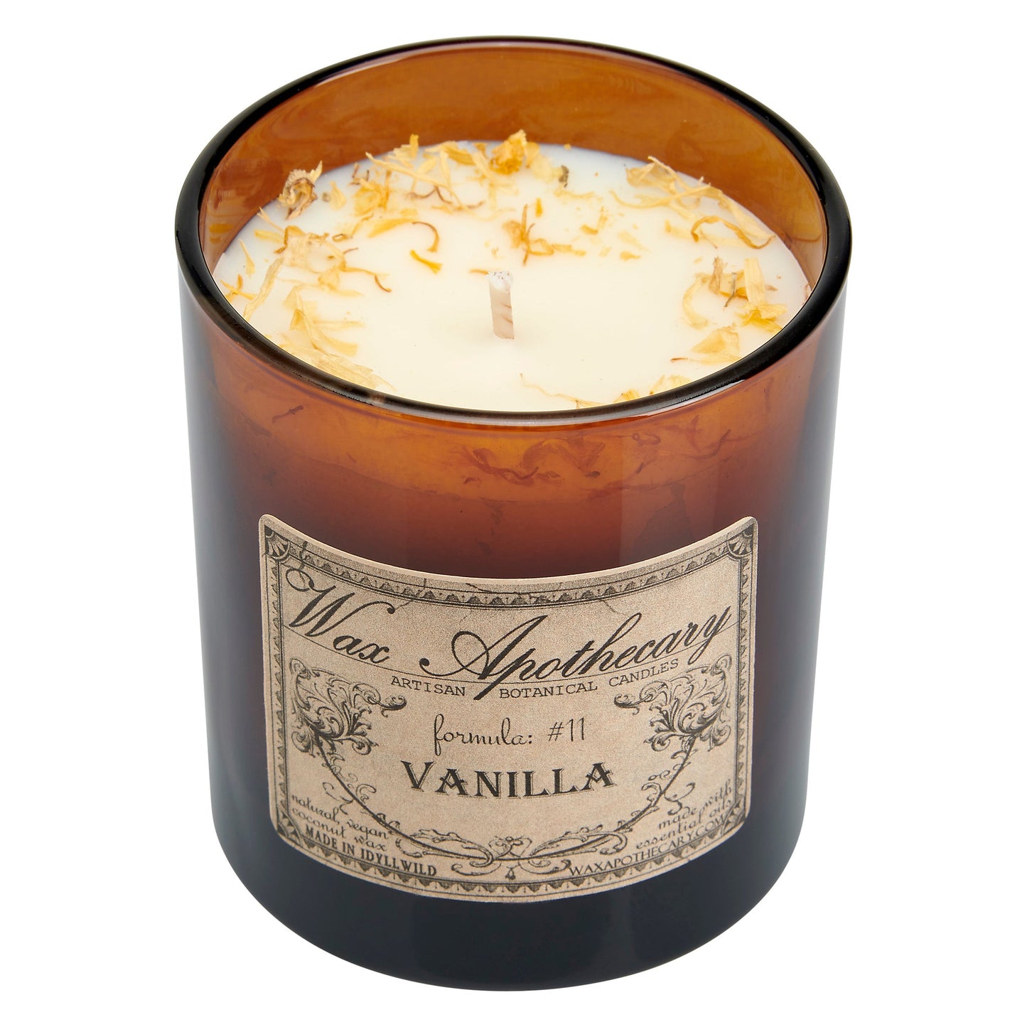 Vanilla Botanical Candle - 9 oz Artisan Amber Glass