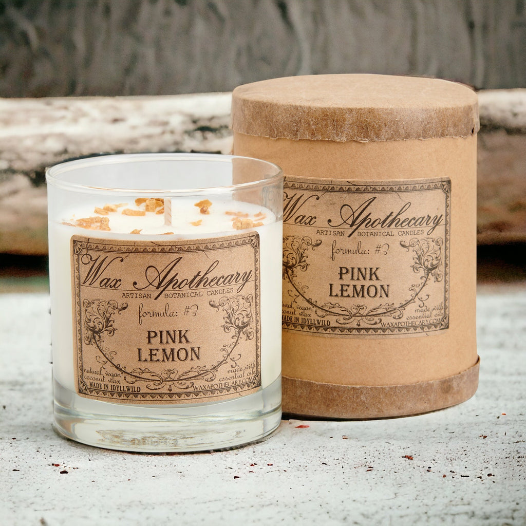 Pink Lemon Botanical Candle - 7 oz Scotch Glass