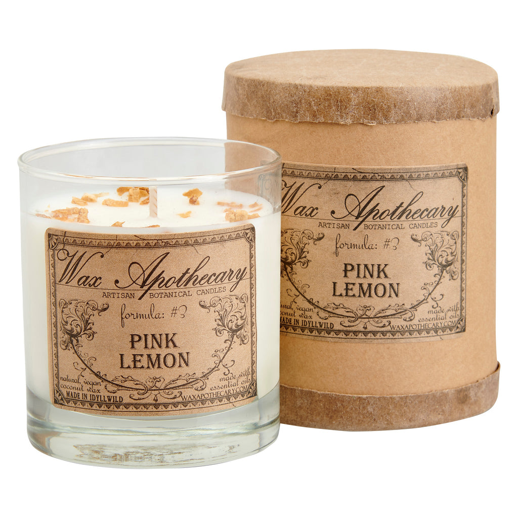 Pink Lemon Botanical Candle - 7 oz Scotch Glass