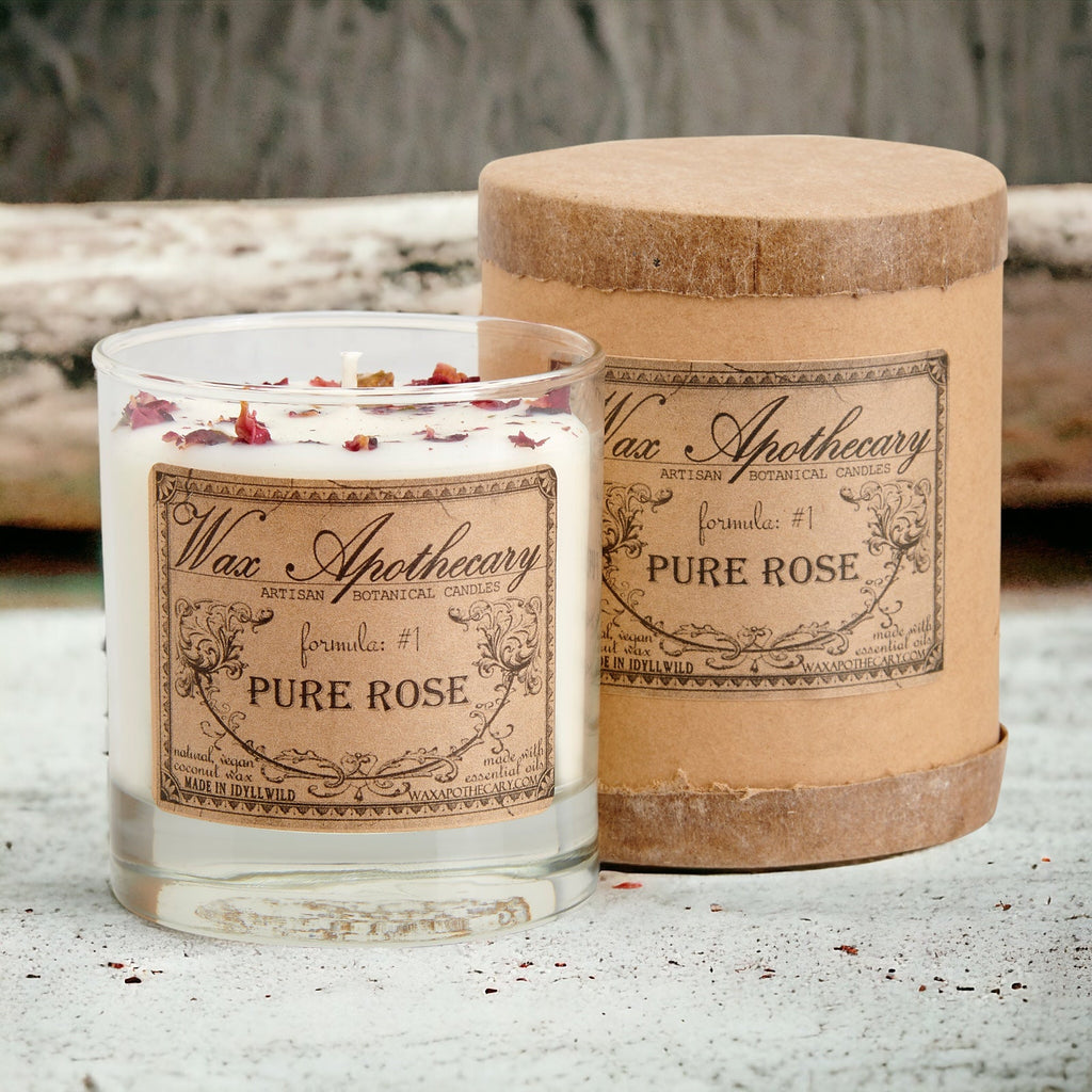 Pure Rose Botanical Candle - 7 oz Scotch Glass