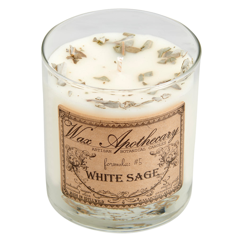 White Sage Botanical Candle - 7 oz Scotch Glass