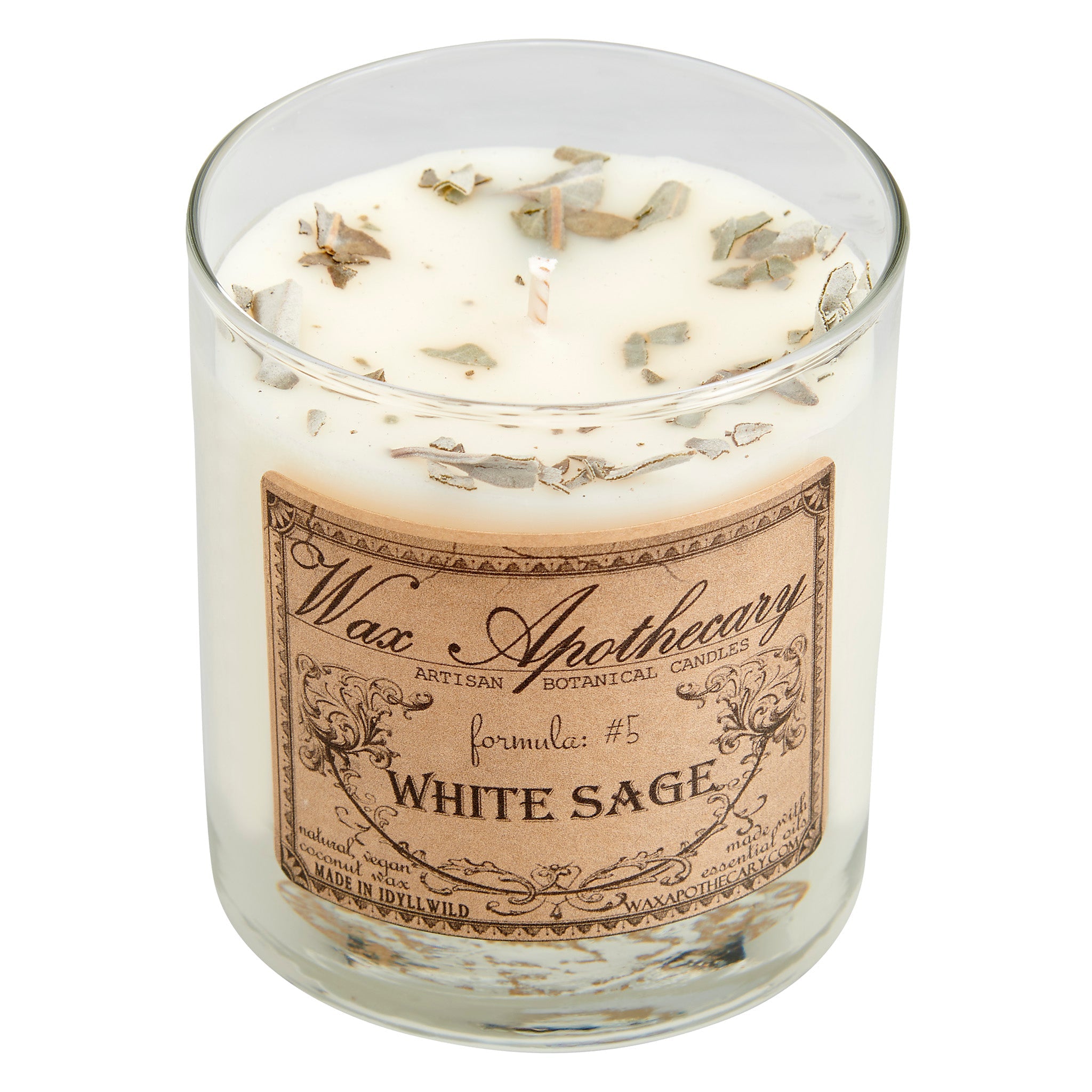 White Sage Botanical Candle - 7 oz Scotch Glass