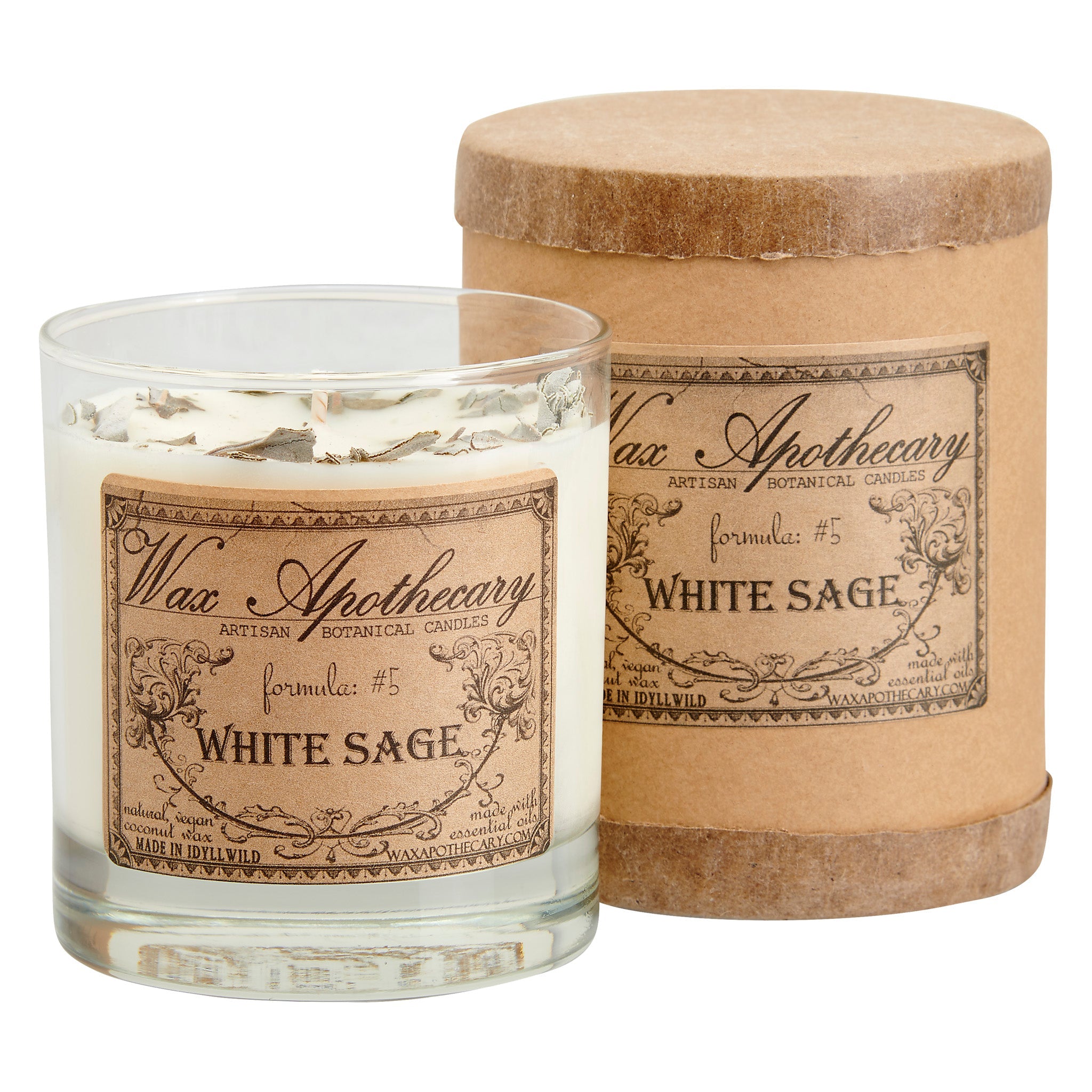 White Sage Botanical Candle - 7 oz Scotch Glass