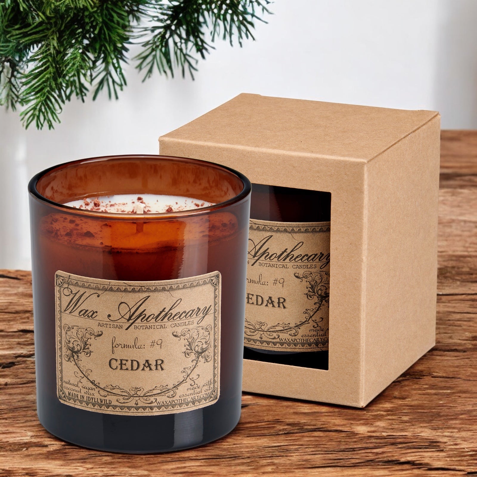 Cedar Botanical Candle - 9 oz Artisan Amber Glass