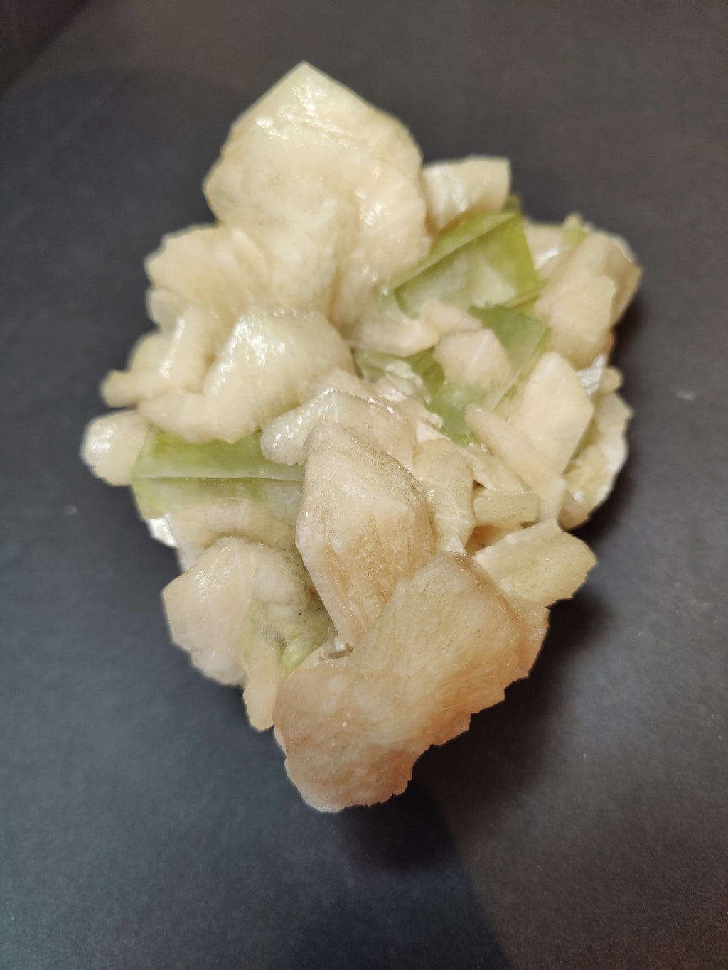Green Apophyllite with Peach Stilbite Specimen