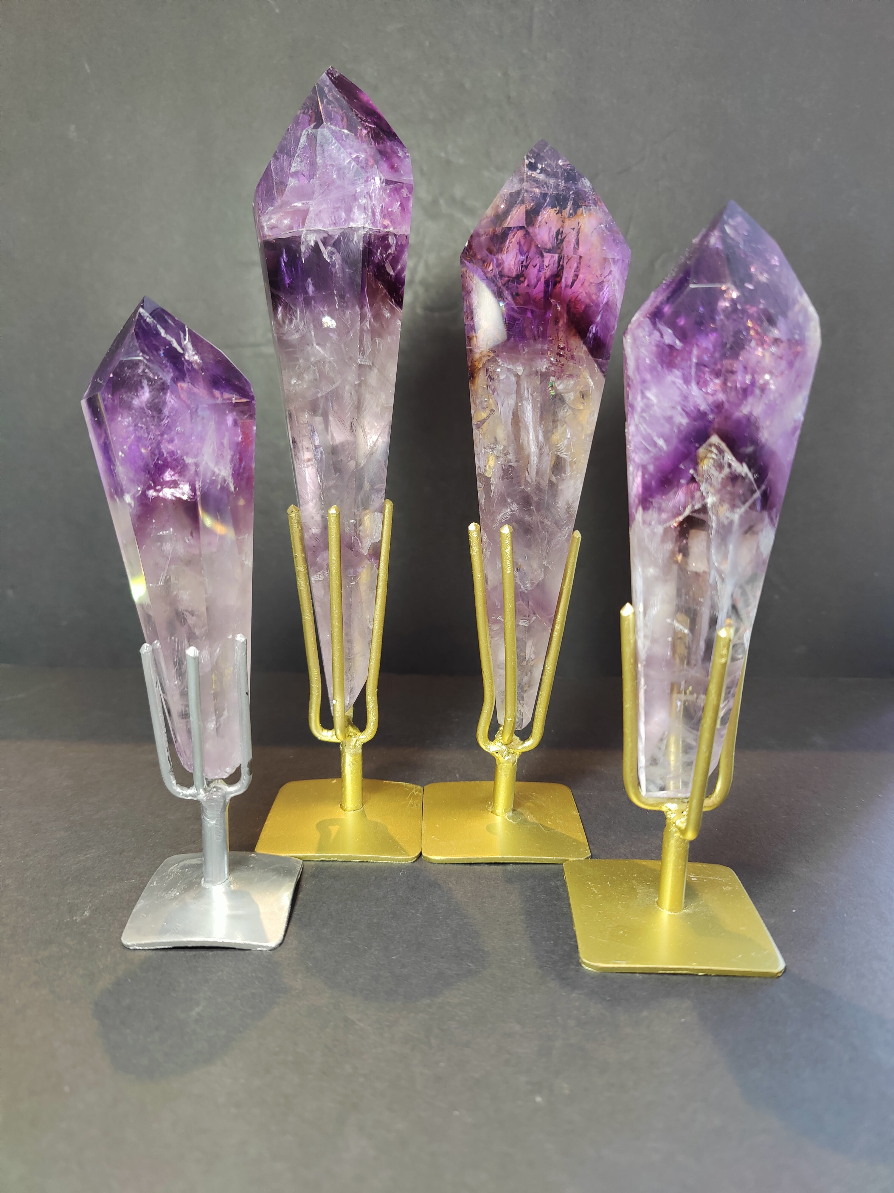 Amethyst Scepter Wand on Metal Stand