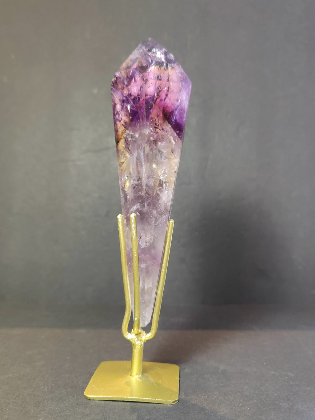Amethyst Scepter Wand on Metal Stand