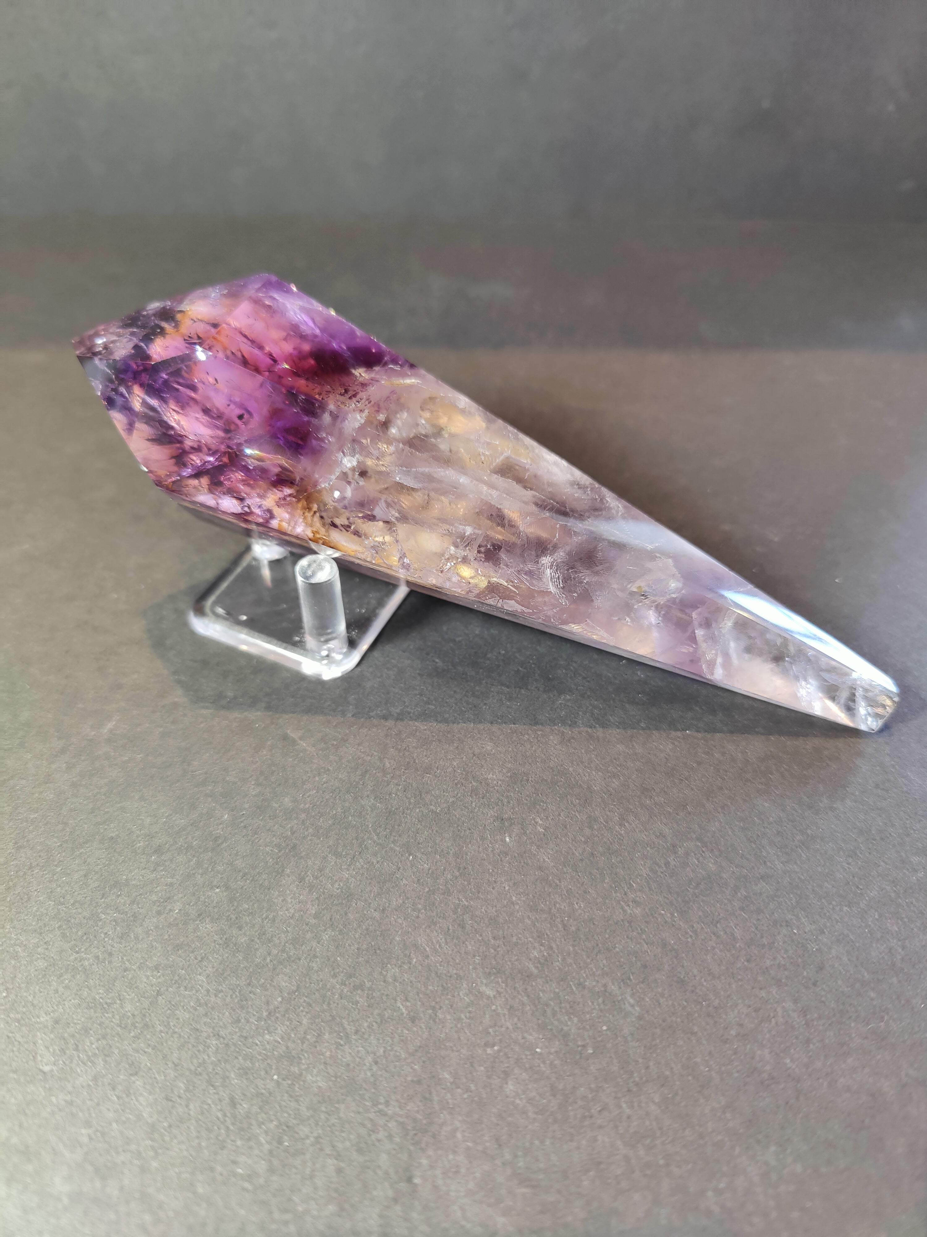 Amethyst Scepter Wand on Metal Stand