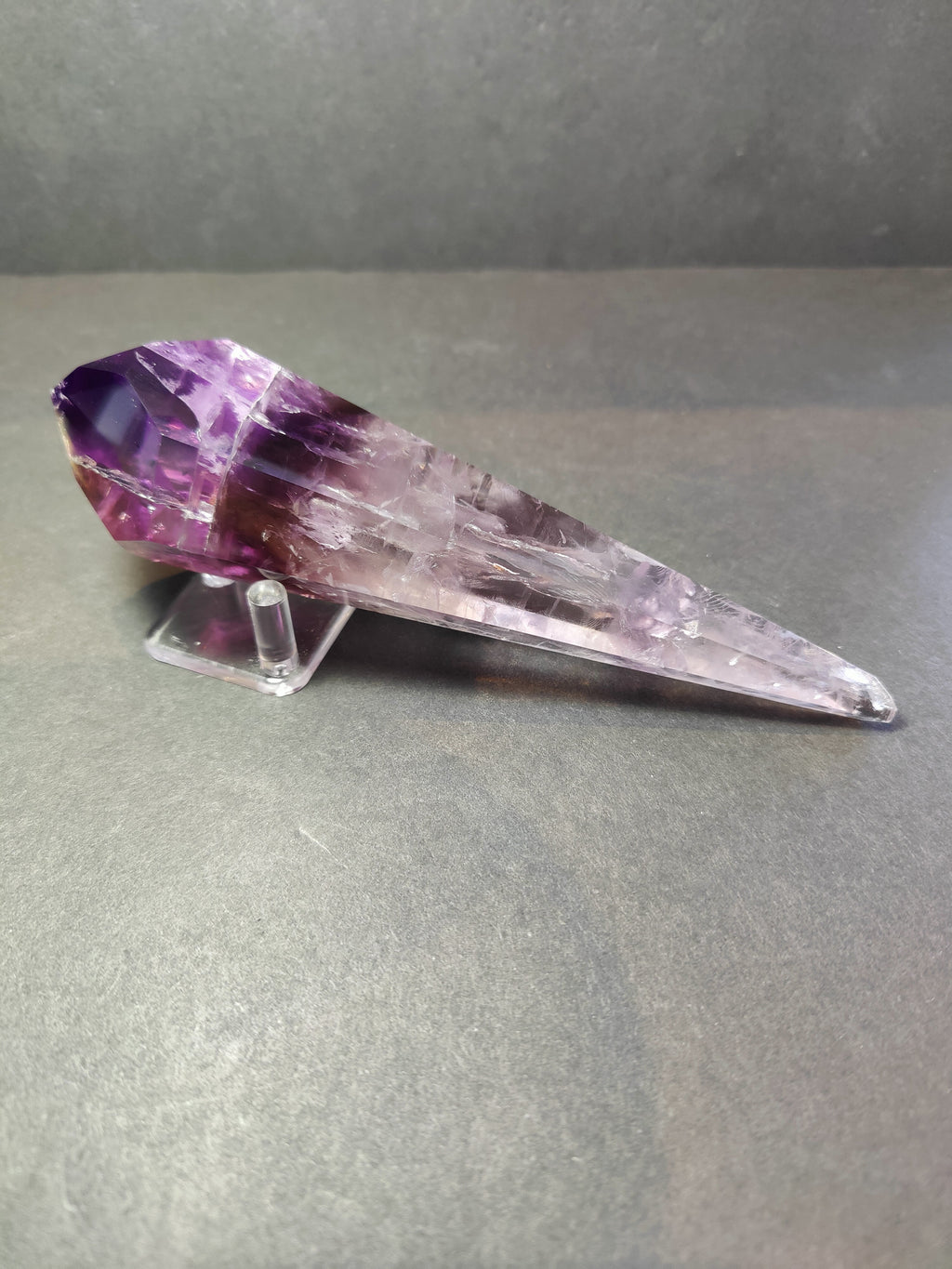 Amethyst Scepter Wand on Metal Stand